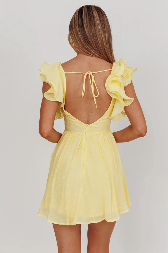Sunday Dreams Ruffle Strap Mini Dress Yellow - luluinthesky