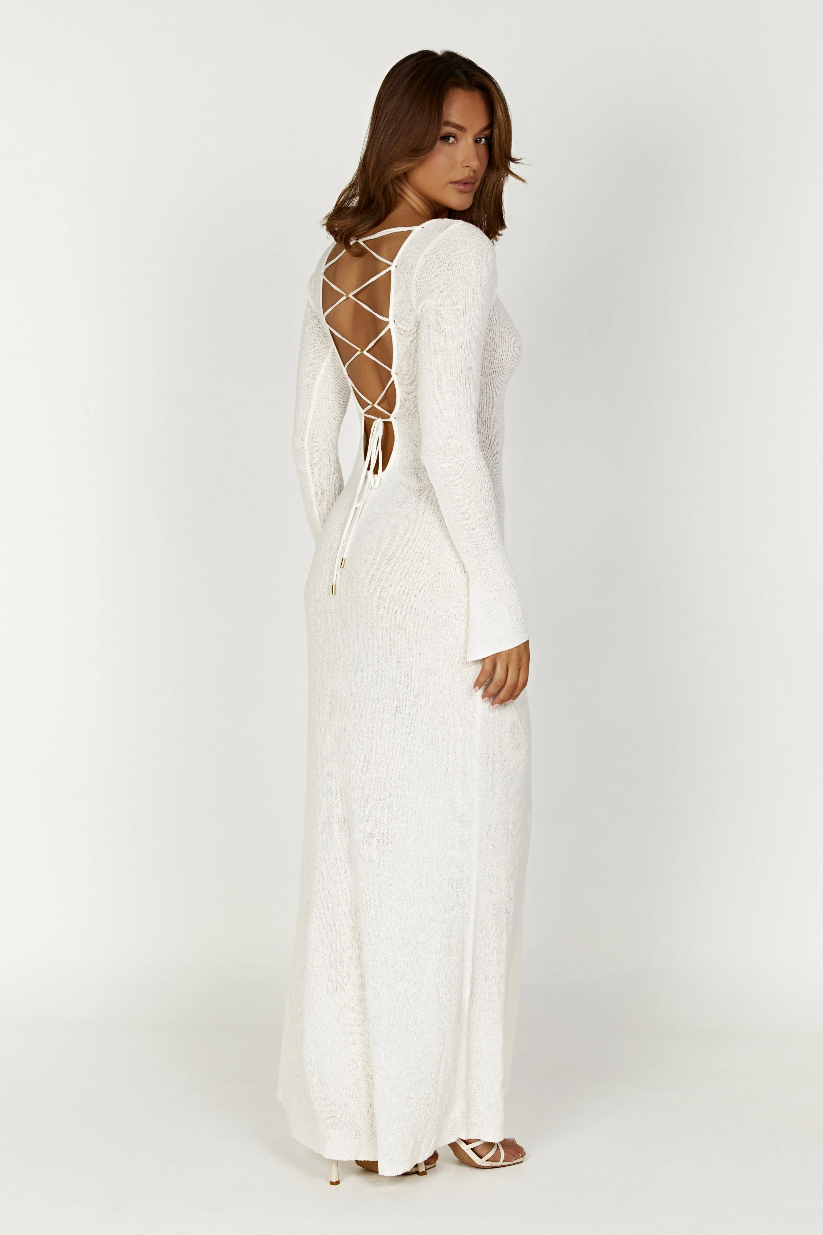 Talia Maxi Open Back Knit Dress - Ivory - luluinthesky