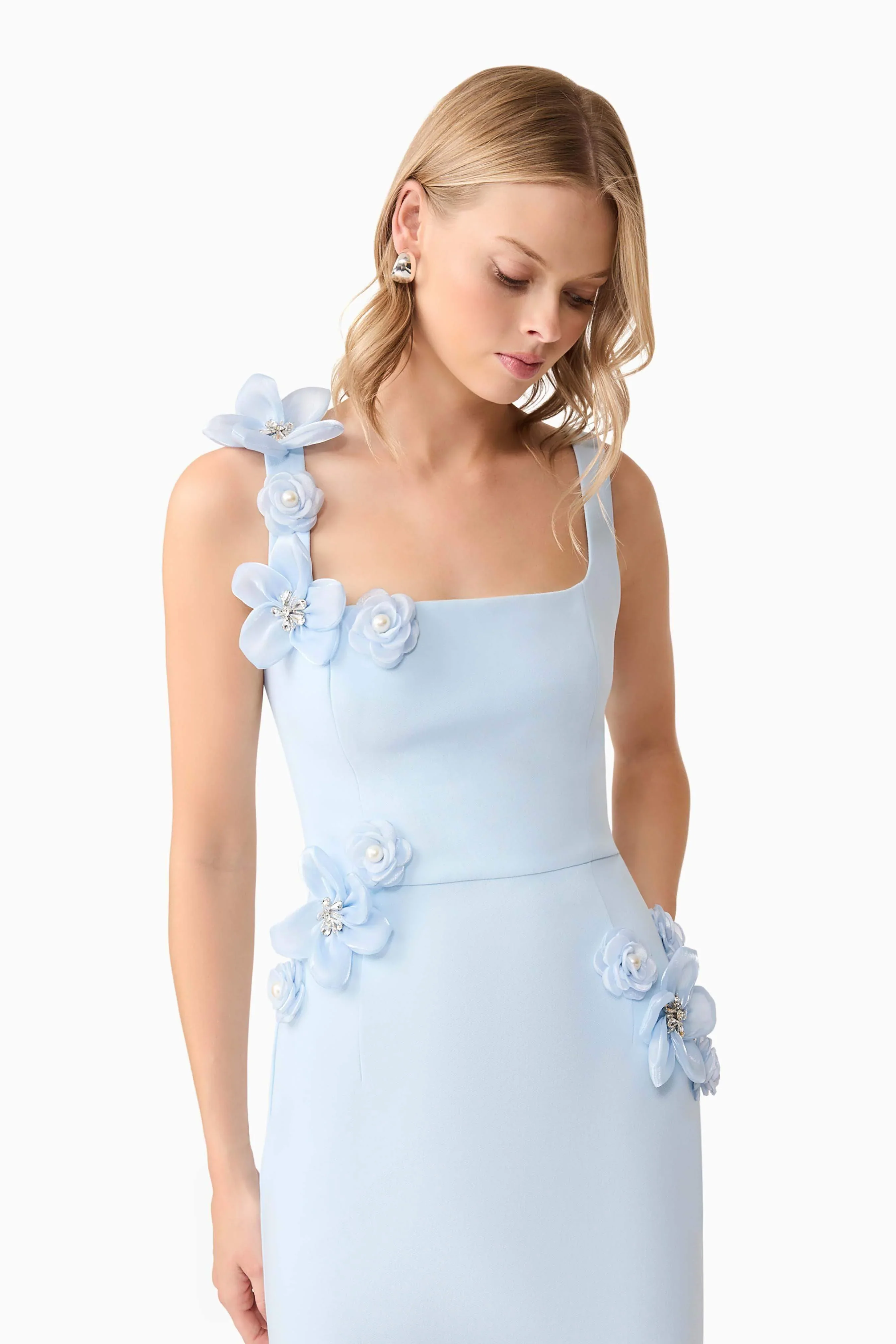 Chantelle 3D Midi Dress In Blue - luluinthesky