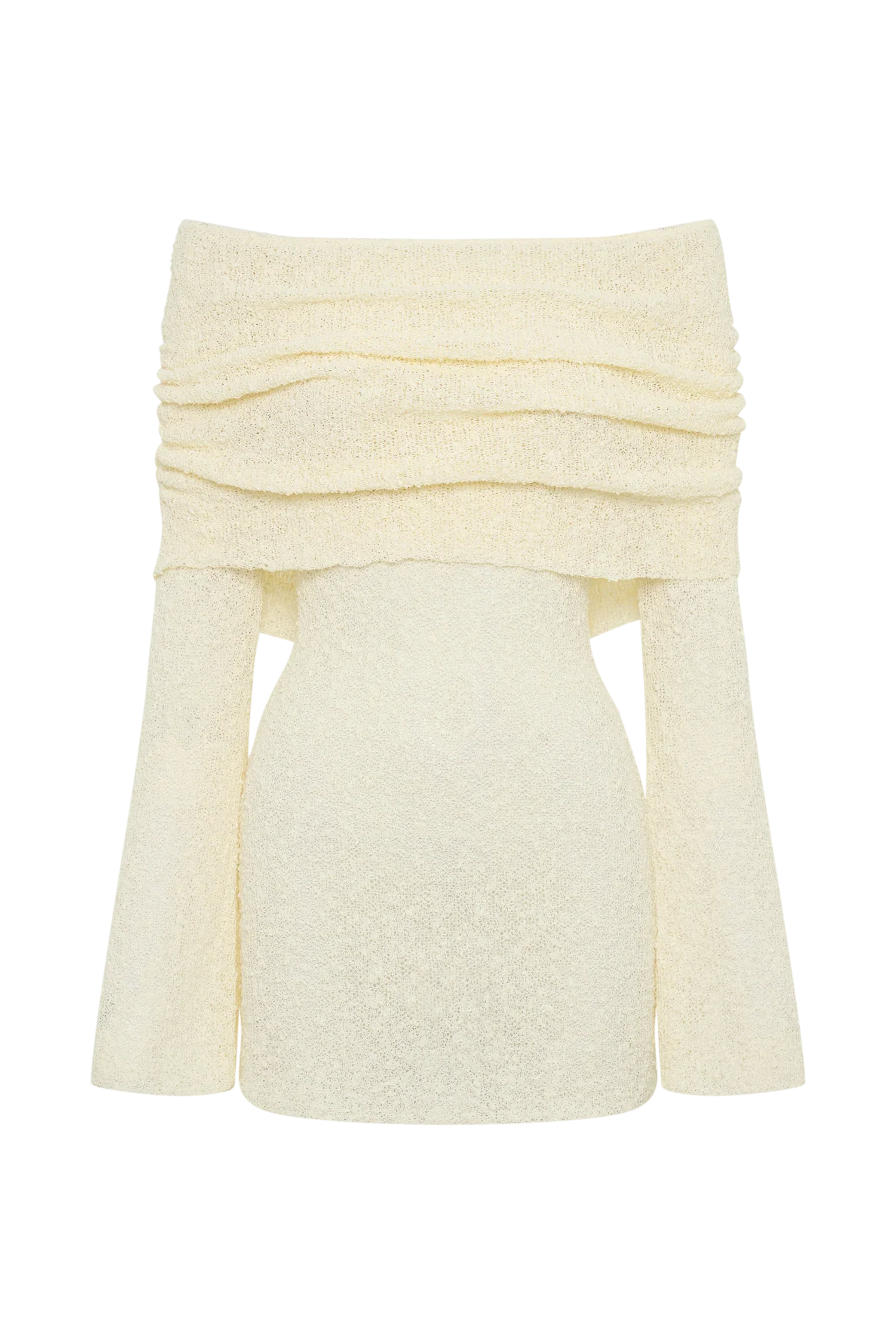 Marisol Off Shoulder Boucle Mini Dress - Ivory - luluinthesky