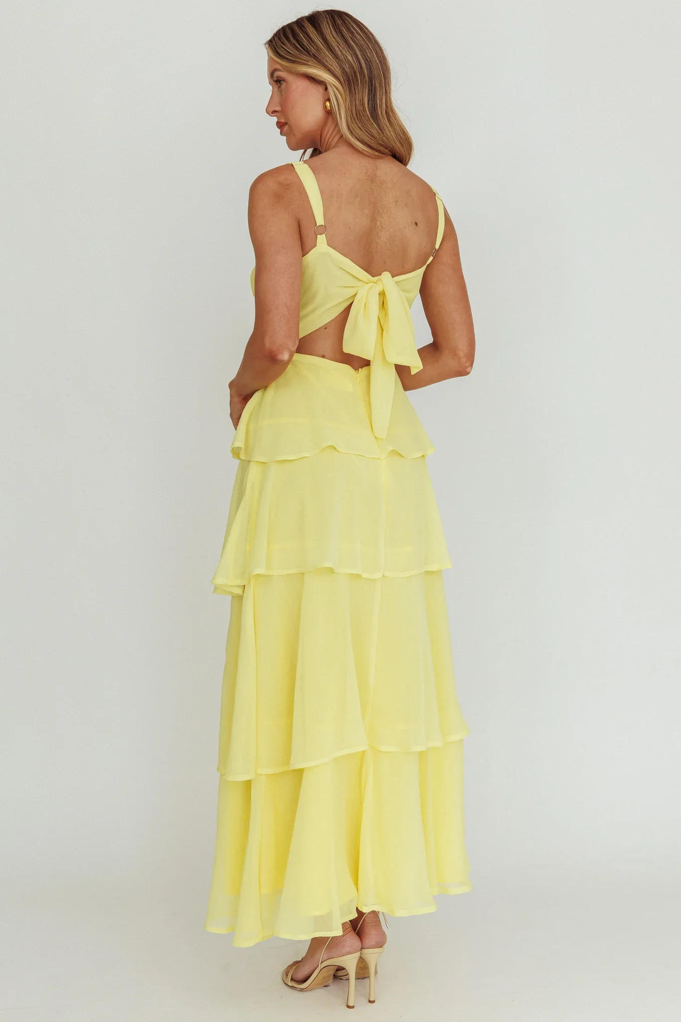 Provence Bloom Tiered Ruffle Maxi Dress Yellow - luluinthesky