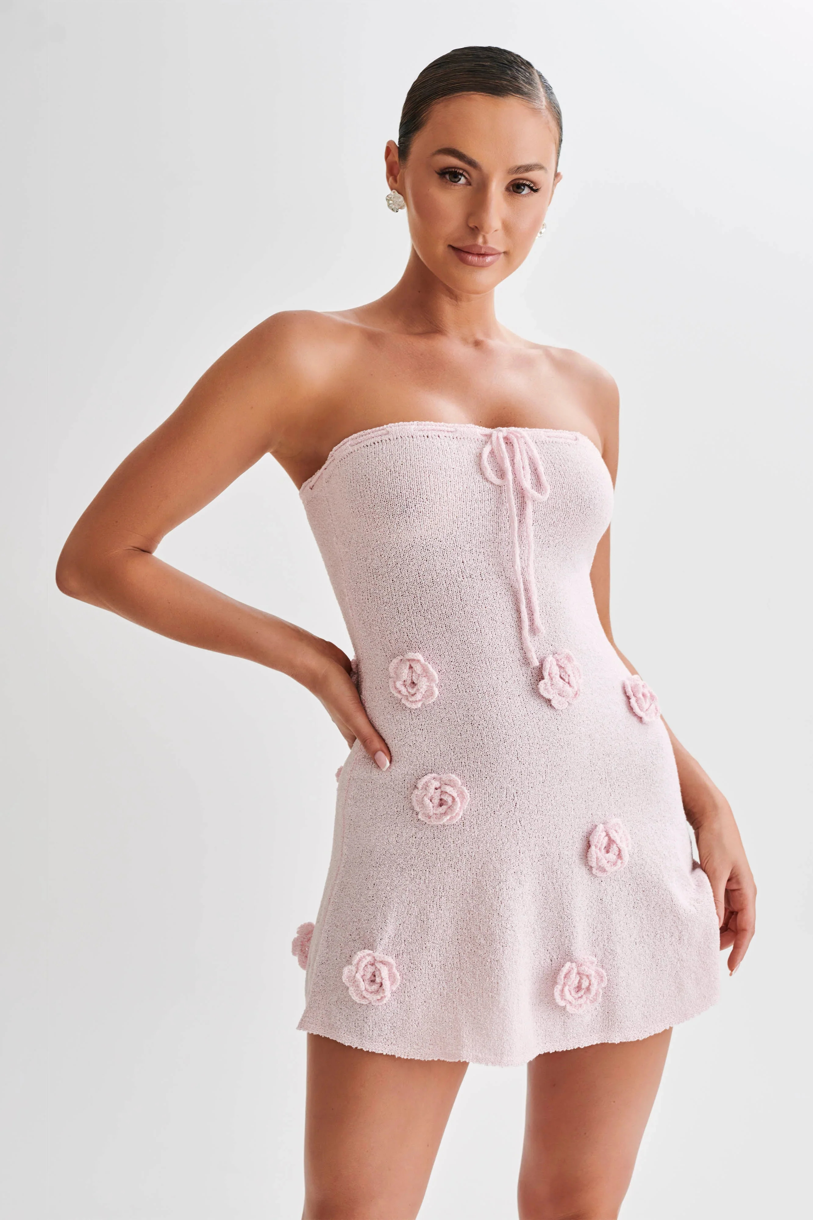 Connelly Strapless Knit Mini Dress - Fairy Floss Pink - luluinthesky