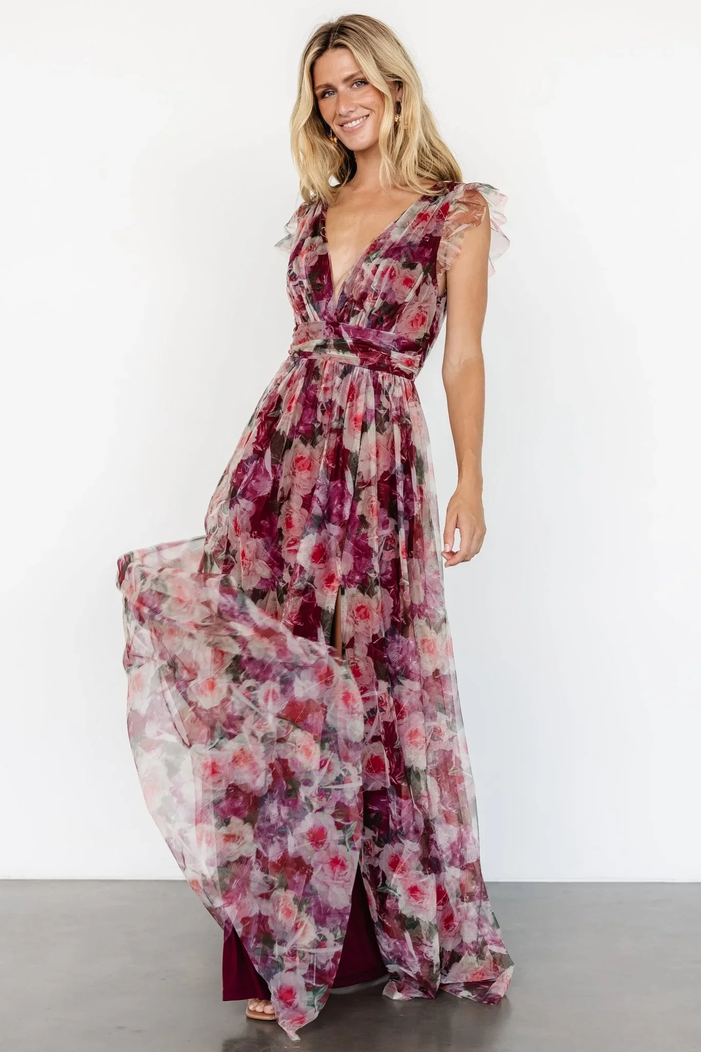 Carmine Maxi Dress | Wine Floral - luluinthesky