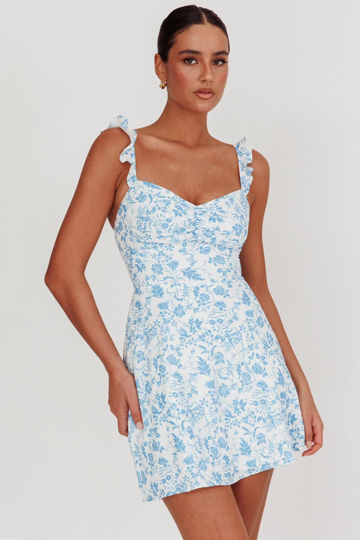 Sorbet A Line Mini Dress Blue - luluinthesky