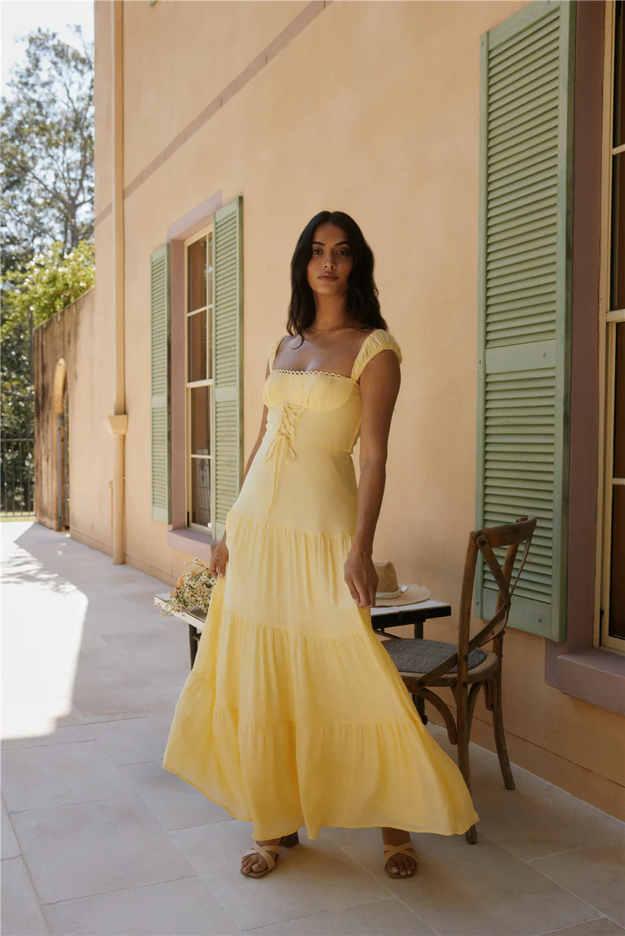 Crystal Waters Maxi Dress Yellow - luluinthesky