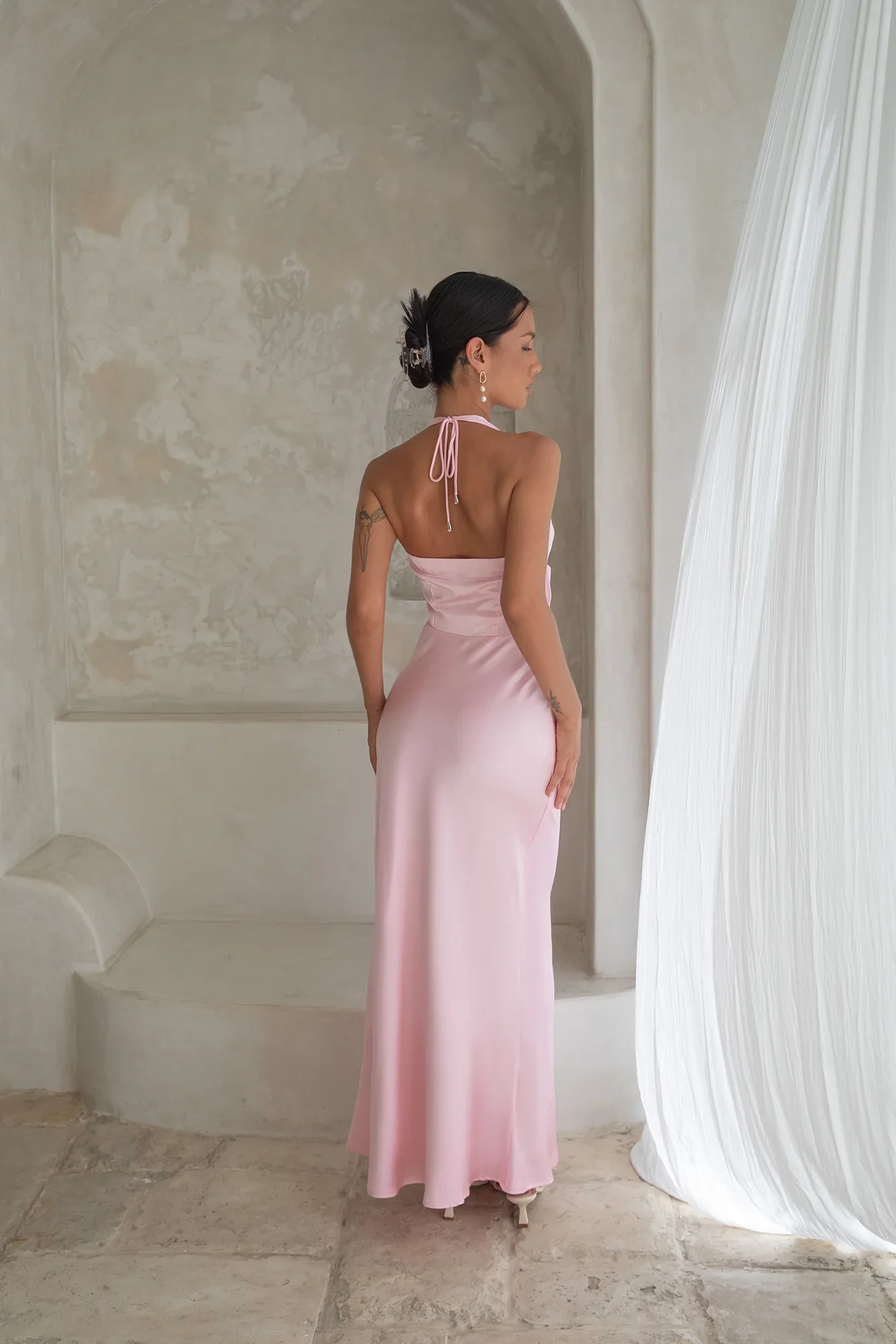 Destinations Halter Maxi Dress Pink - luluinthesky