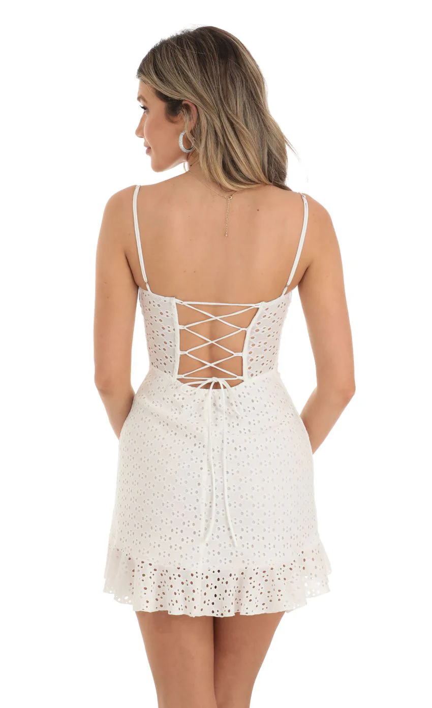 Ruffle Dress in White - luluinthesky