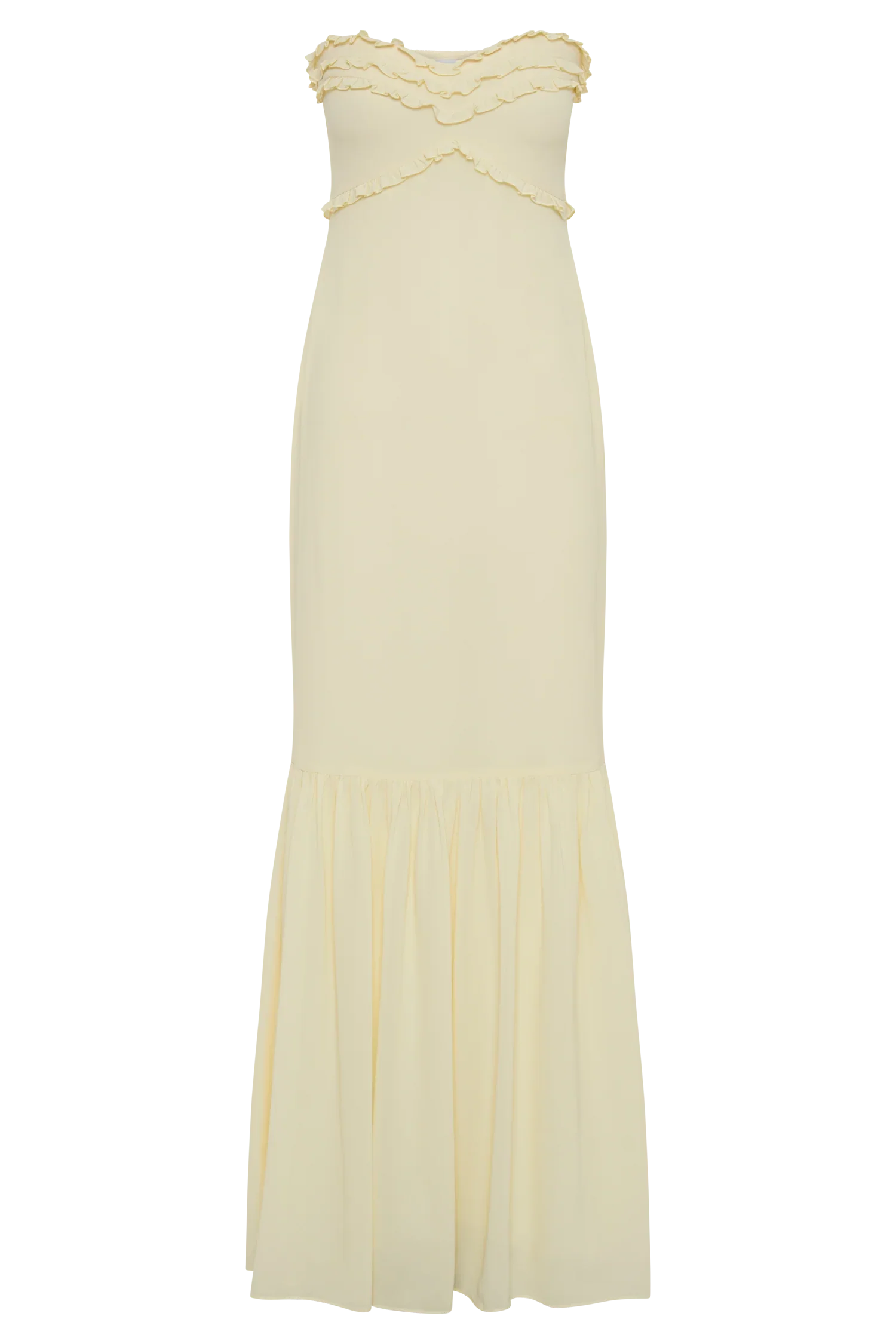 Olivette Strapless Chiffon Maxi Dress - Lemon Sherbet - luluinthesky