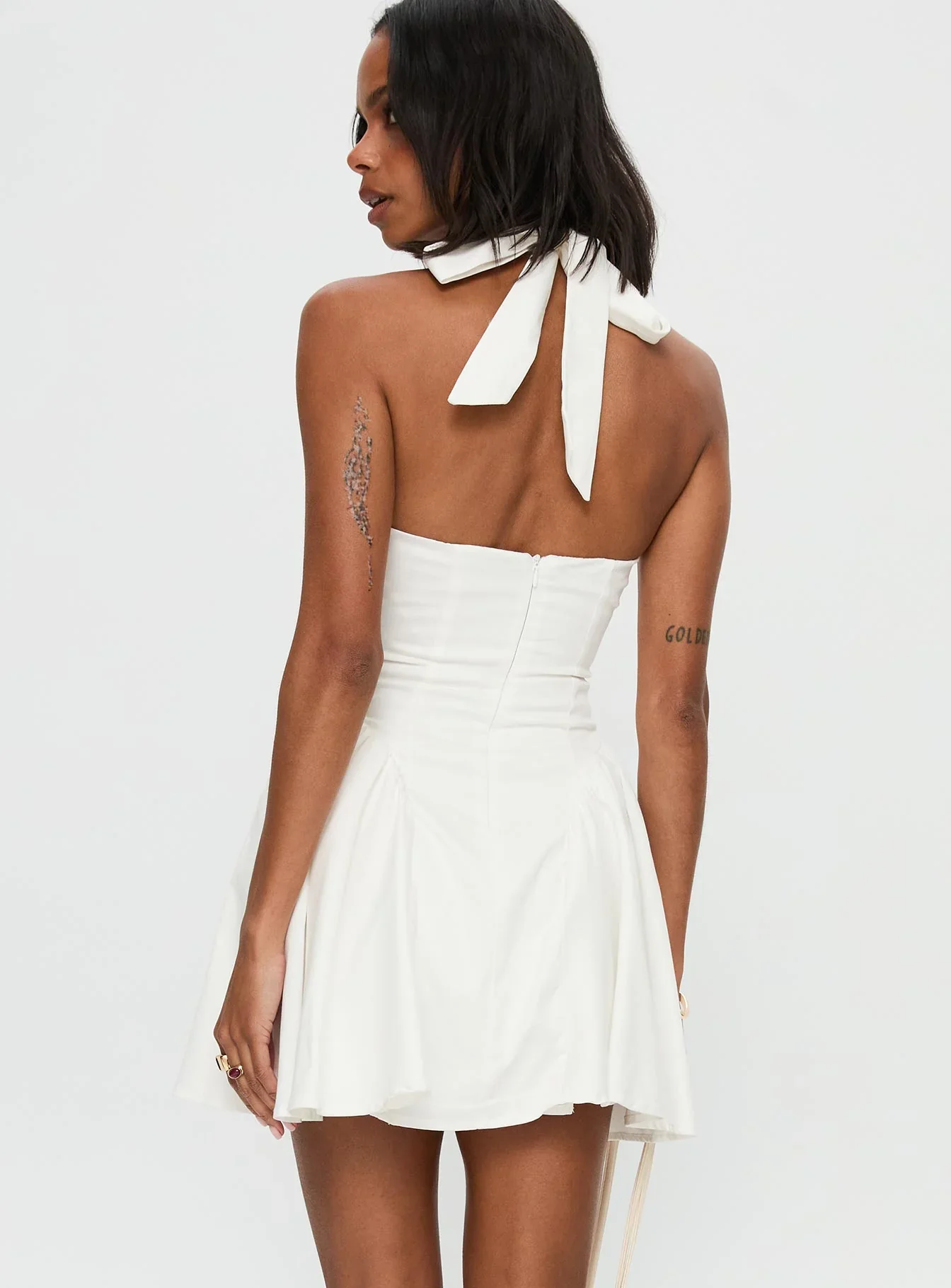 Karisse Halter Mini Dress White - luluinthesky