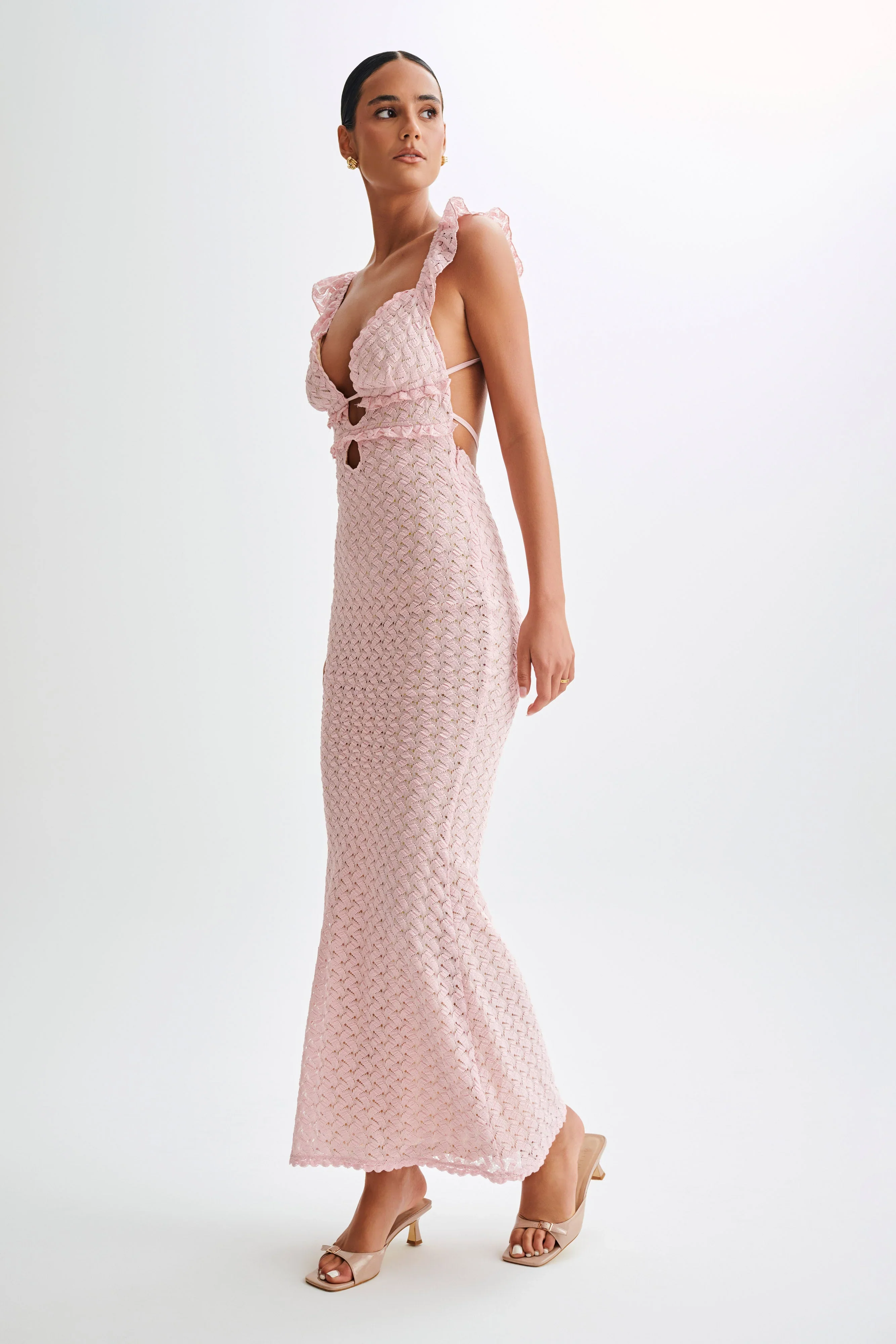 Ezra Lace Maxi Dress - Powder Pink - luluinthesky