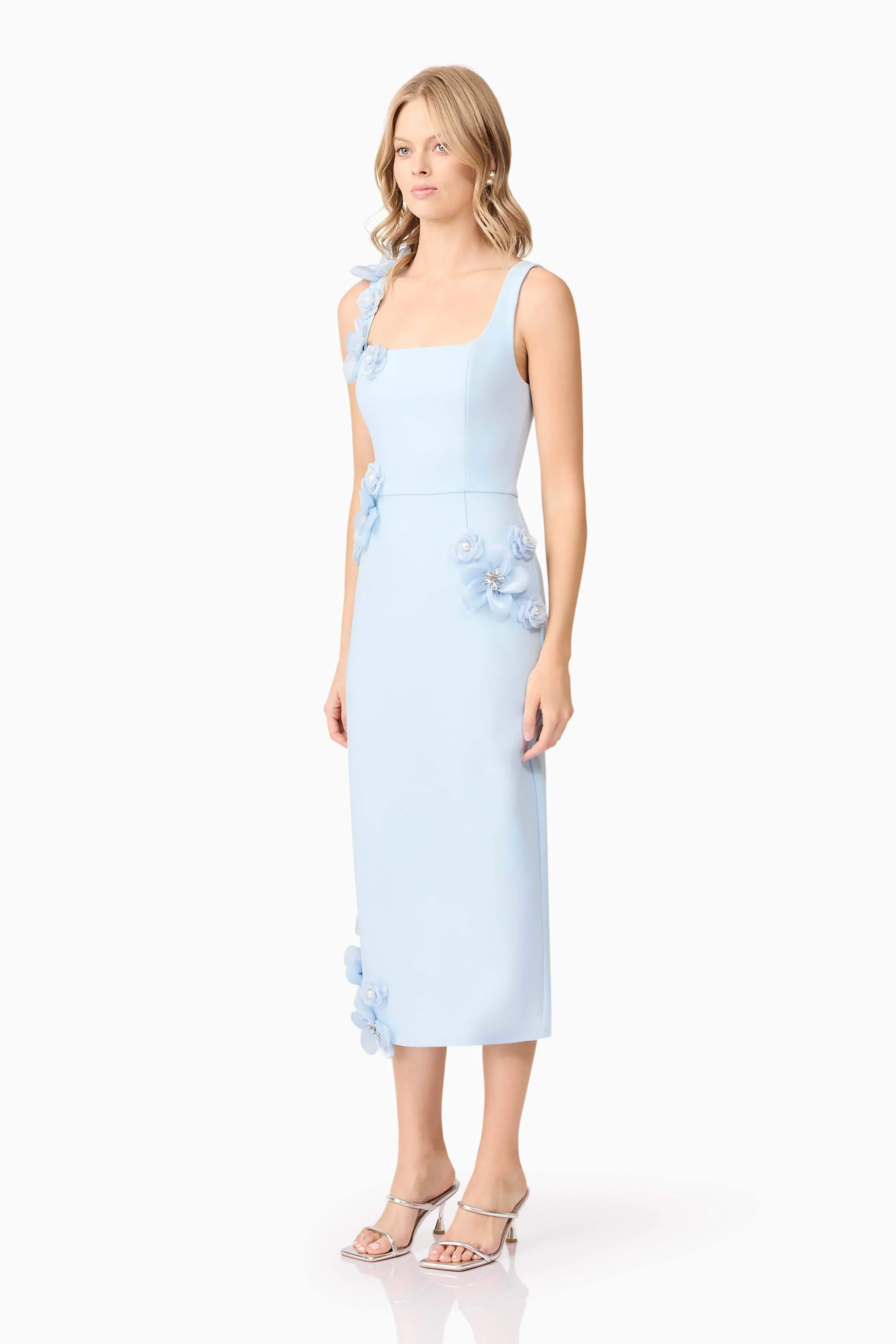 Chantelle 3D Midi Dress In Blue - luluinthesky