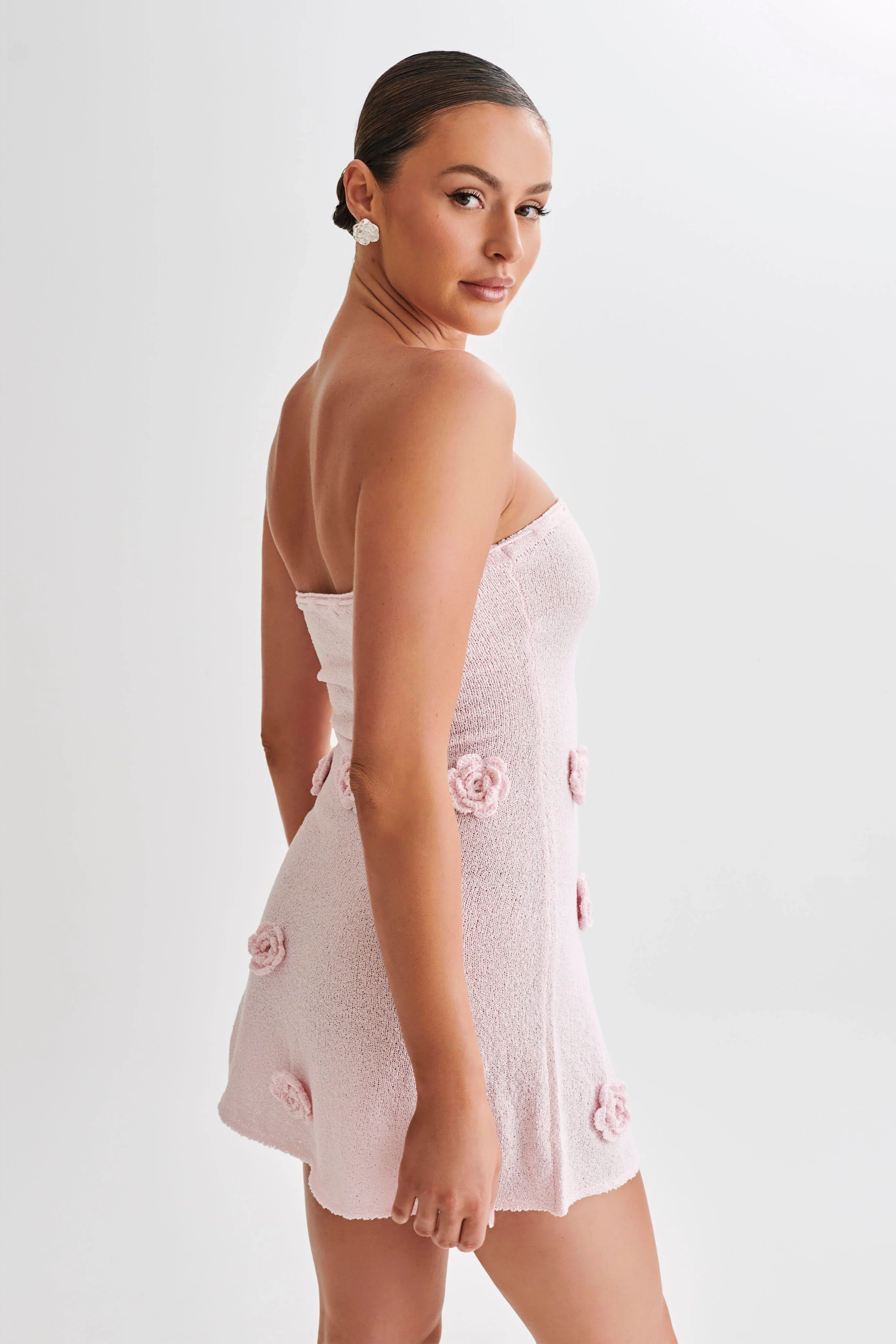 Connelly Strapless Knit Mini Dress - Fairy Floss Pink - luluinthesky