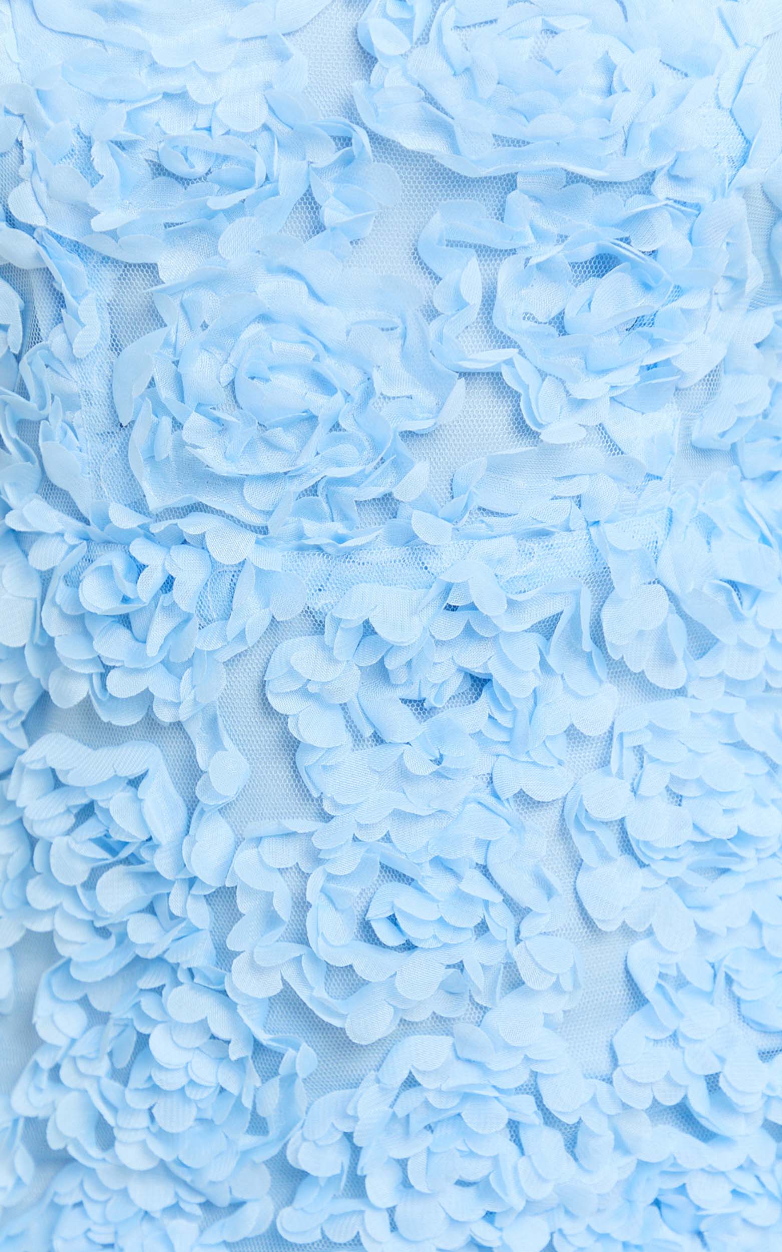 Strapless 3D Floral Lace Up Back Dress in Pale Blue - luluinthesky