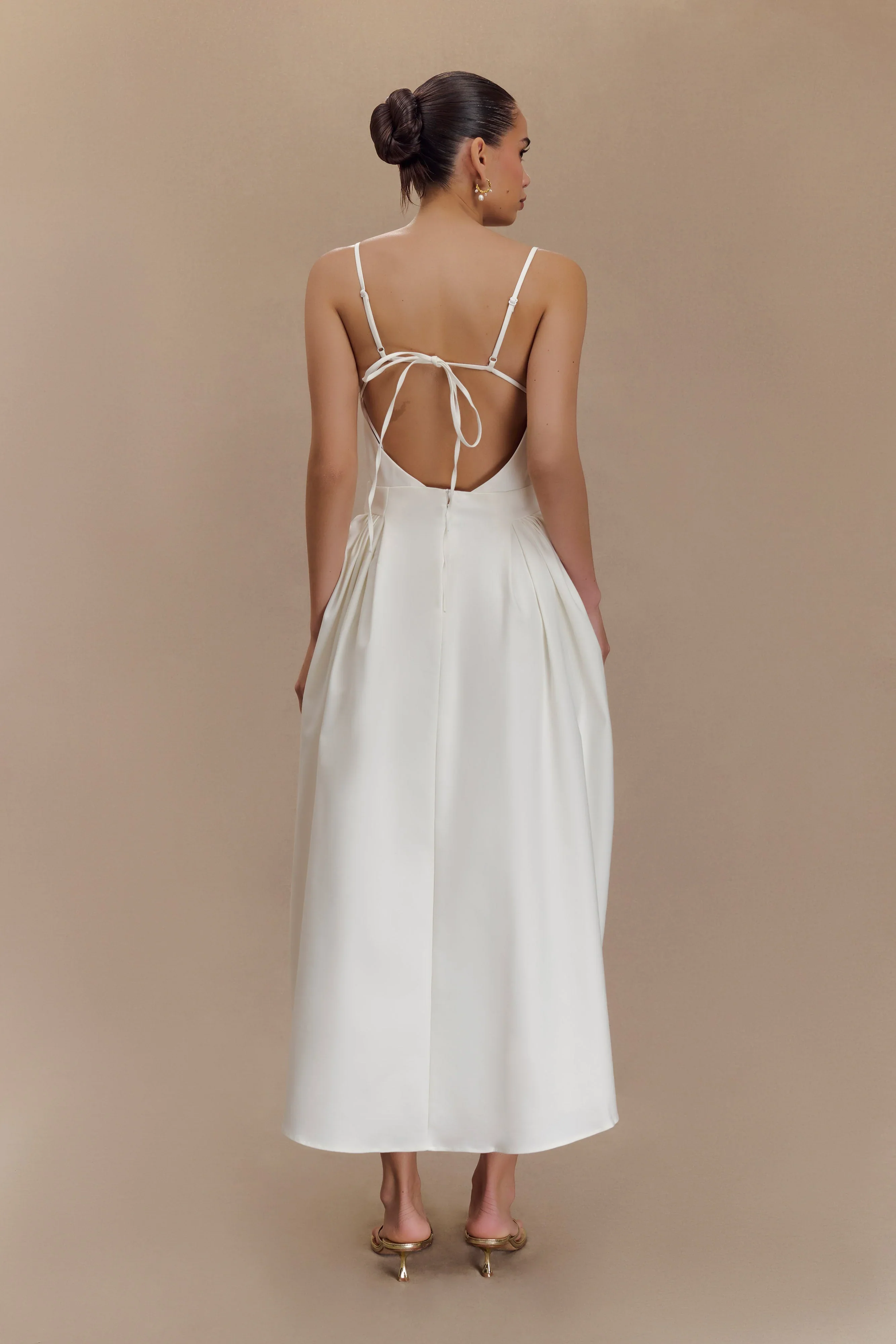 Rebecca Cotton Midi Dress - White - luluinthesky