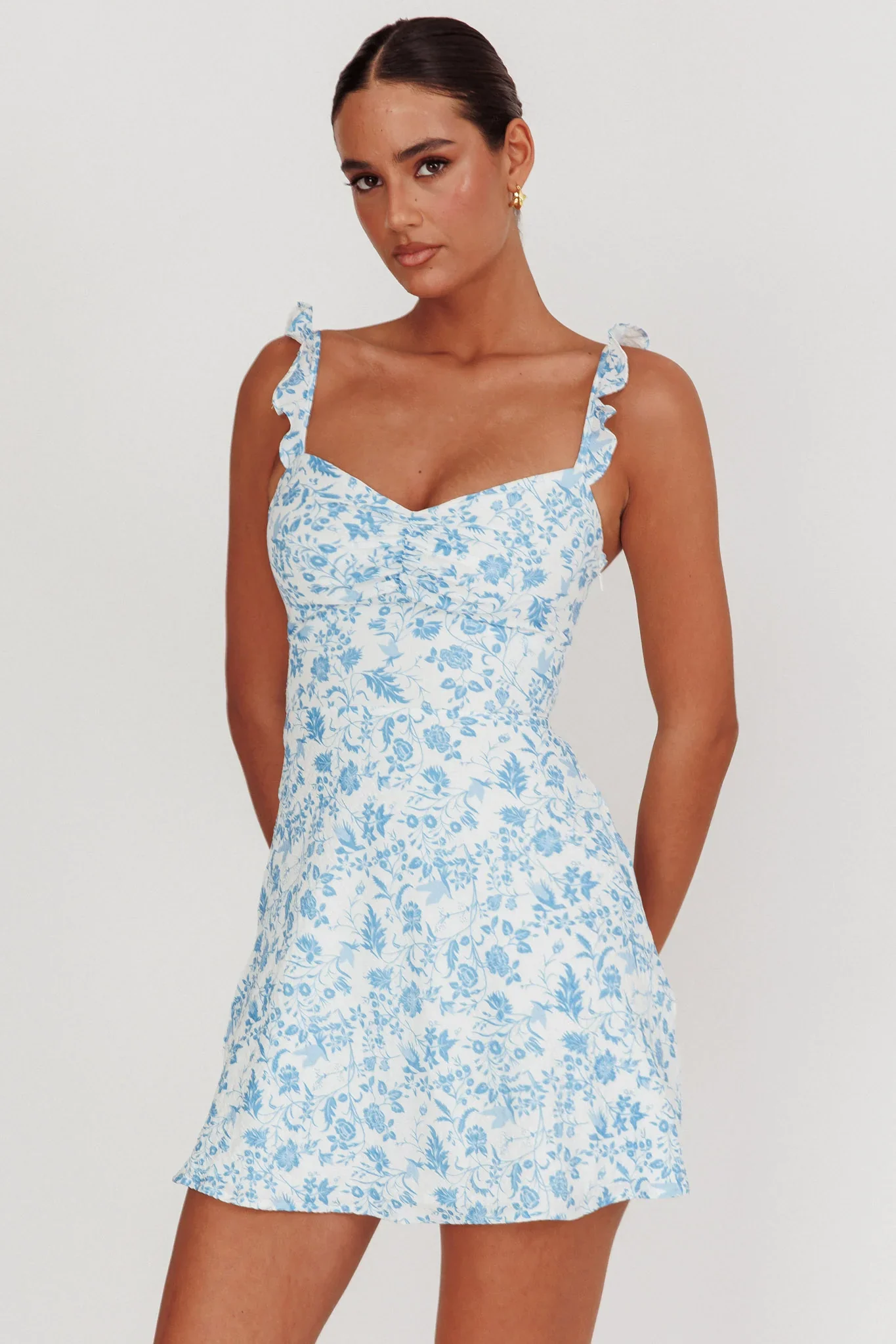 Sorbet A Line Mini Dress Blue - luluinthesky