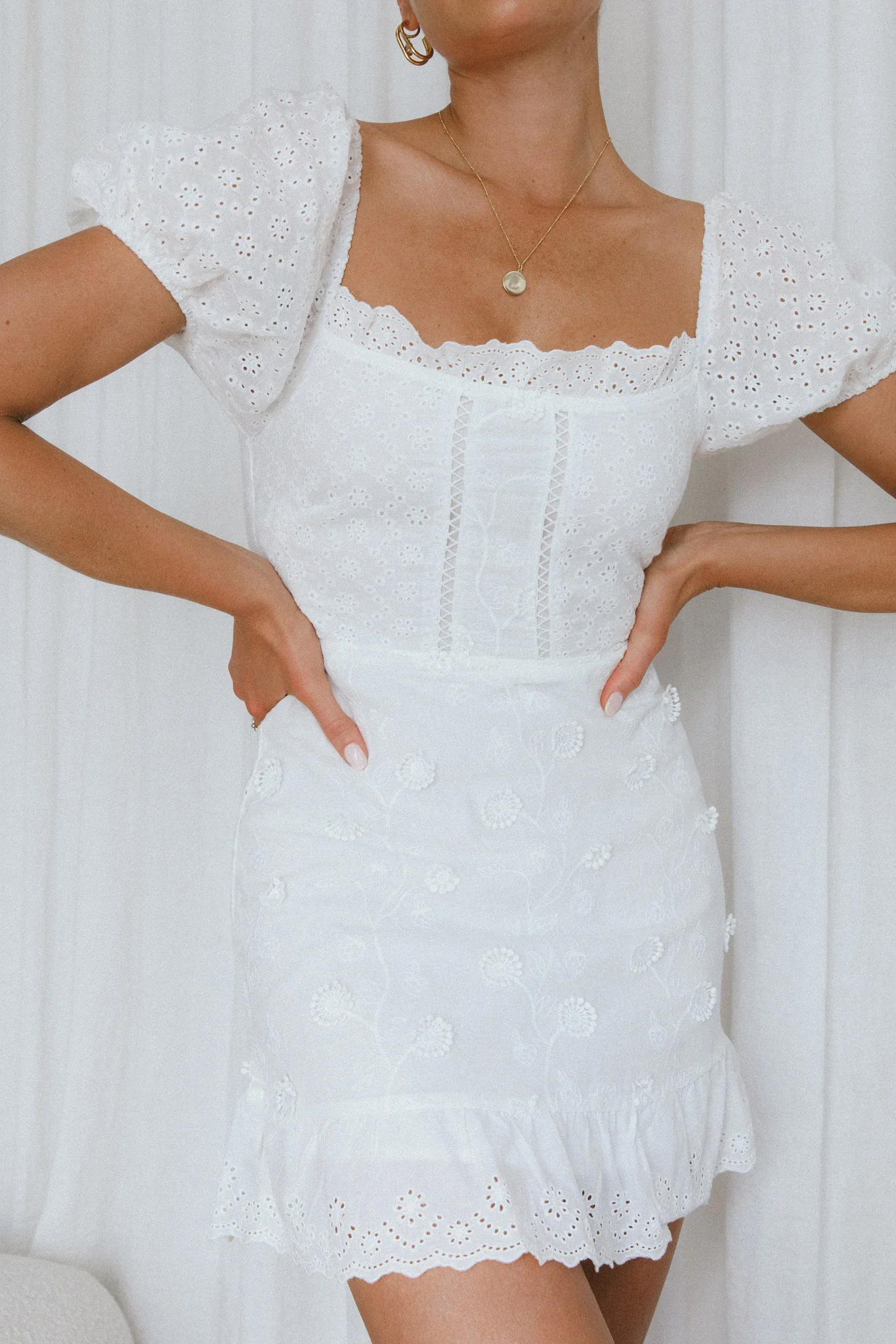 Bliss Moment Lace-Up Back Mini Dress White - luluinthesky