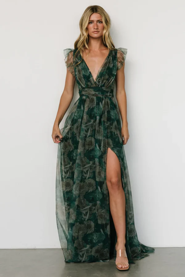 Carmine Maxi Dress | Green Floral - luluinthesky