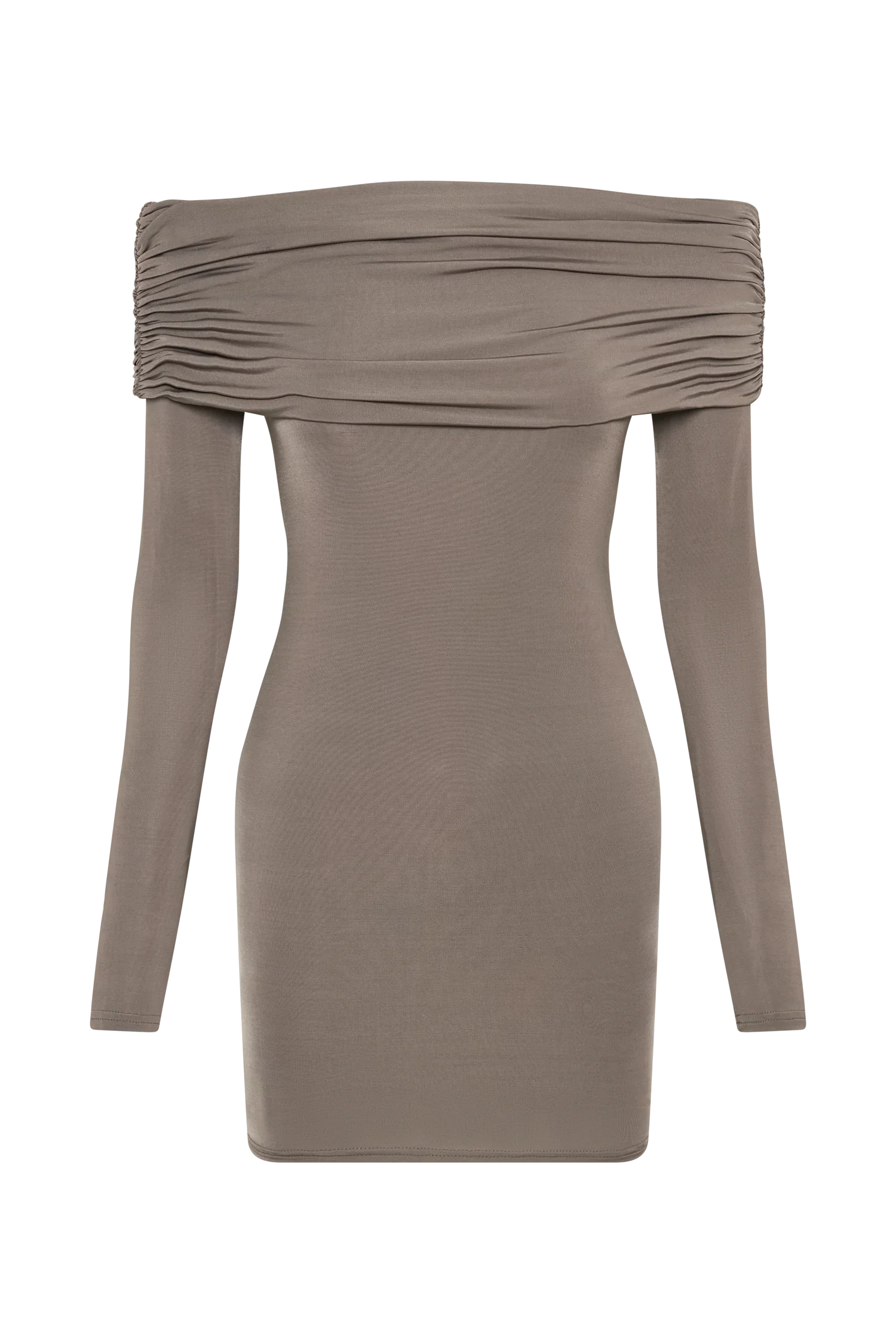 Nicky Off Shoulder Slinky Mini Dress - Coco - luluinthesky