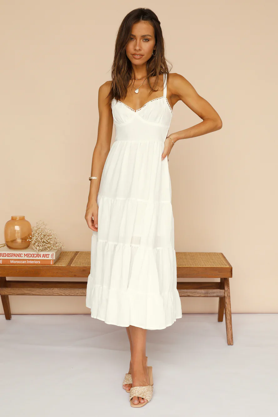Somebody New Midi Dress White - luluinthesky