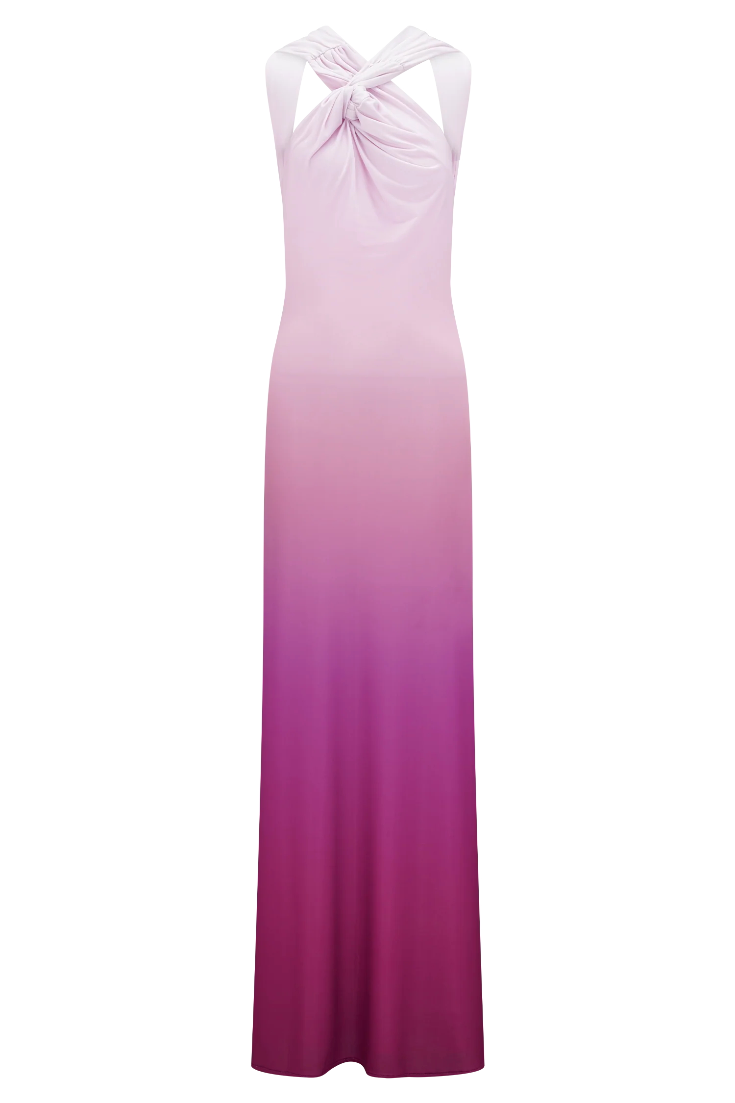 Marlee Asymmetrical Slinky Maxi Dress - Ombre Pink - luluinthesky
