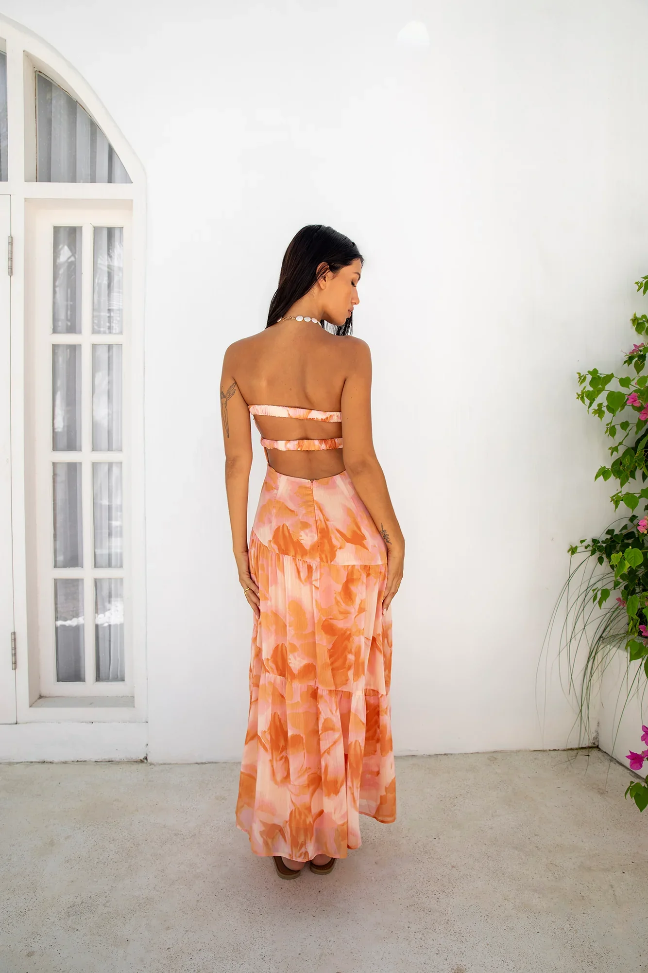 Sienna Strapless Maxi Dress Orange - luluinthesky