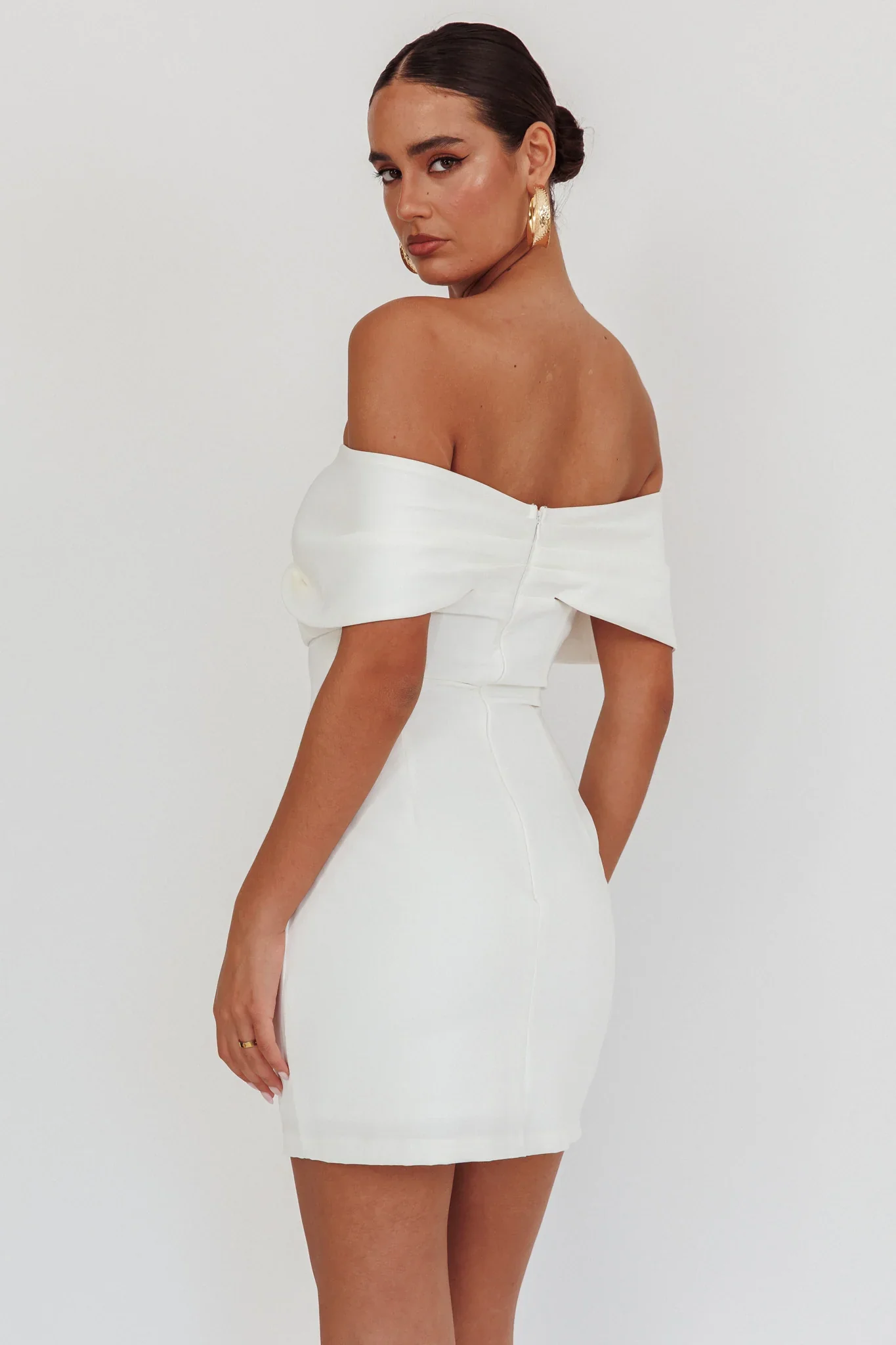 Sweet Caroline Off-Shoulder Bow Mini Dress White - luluinthesky
