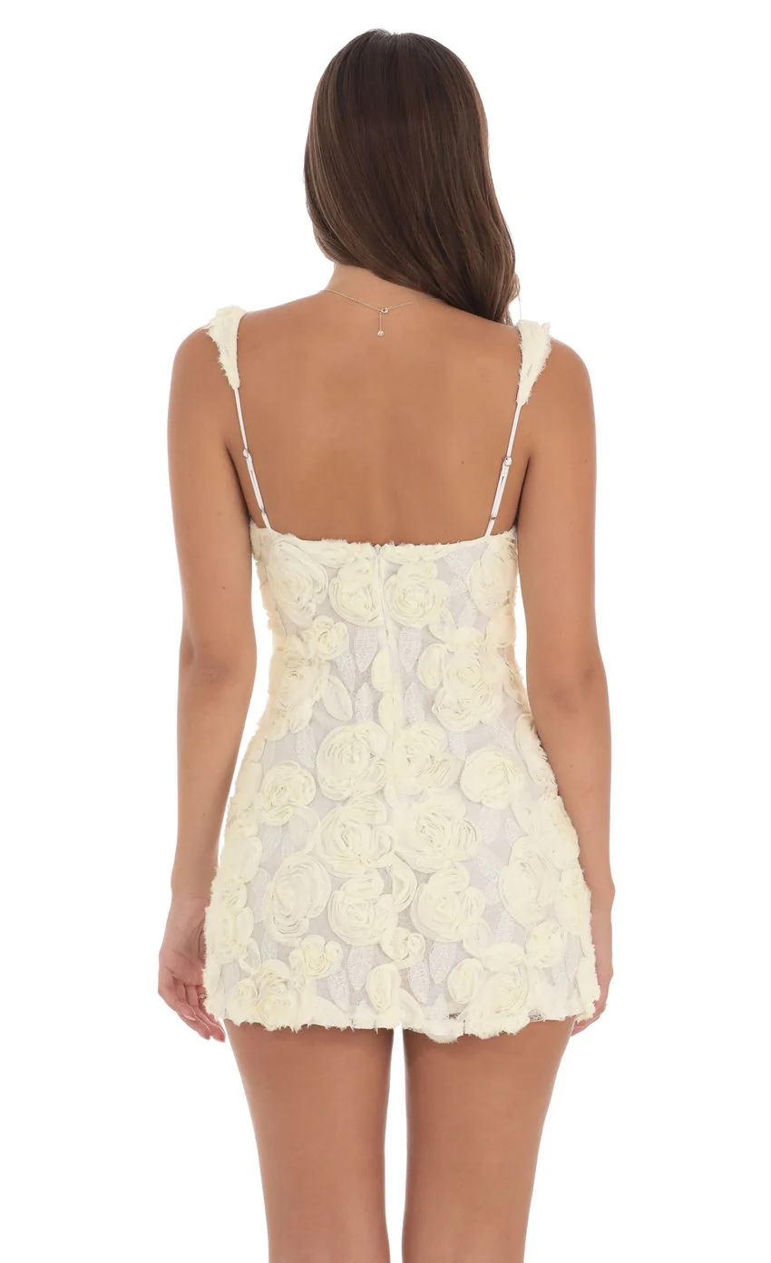 Textured Floral Bodycon Dress in Ivory - luluinthesky