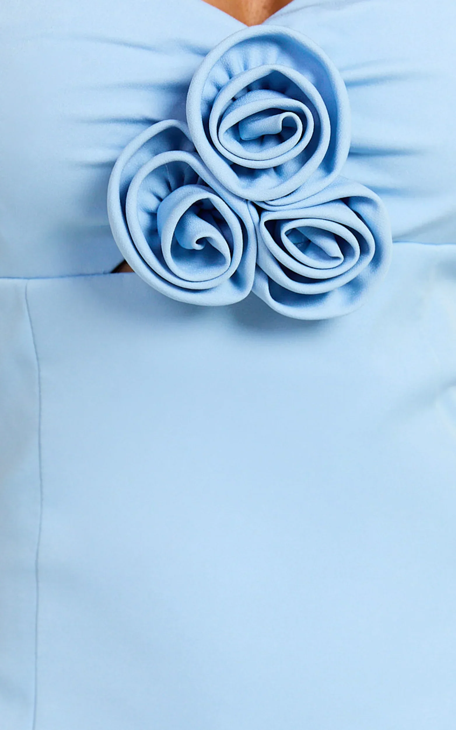 Odelle Mini Dress Tulip Hem Cut Out 3D Floral Dress in Blue - luluinthesky