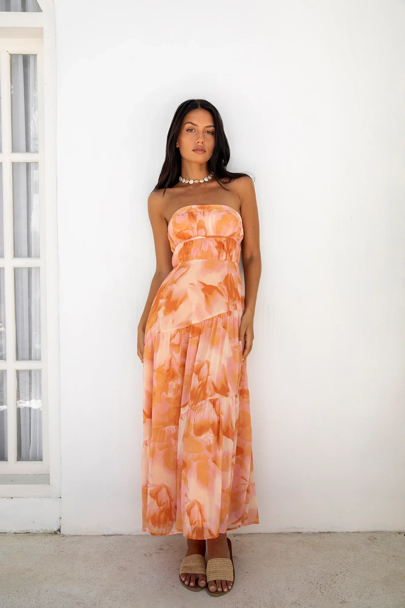 Sienna Strapless Maxi Dress Orange - luluinthesky