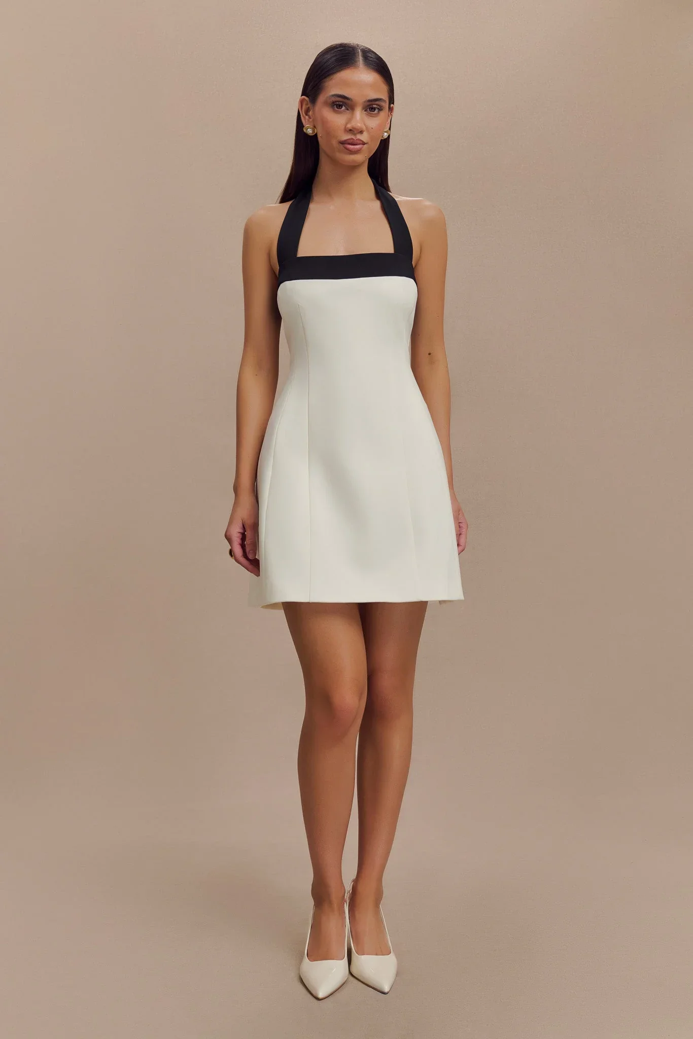 Cara Contrast Suiting Mini Dress - Black/White - luluinthesky