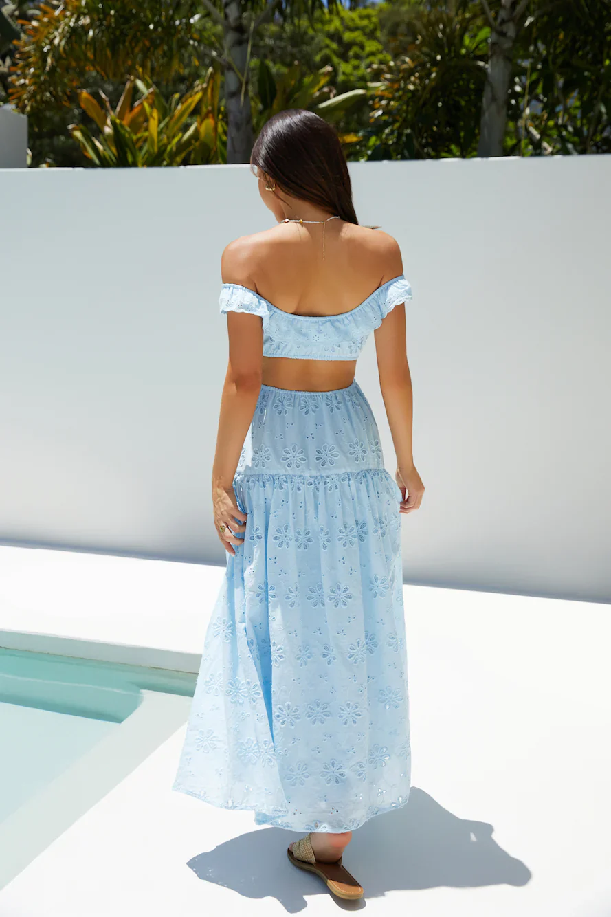 Lemon Blossom Maxi Dress Blue - luluinthesky