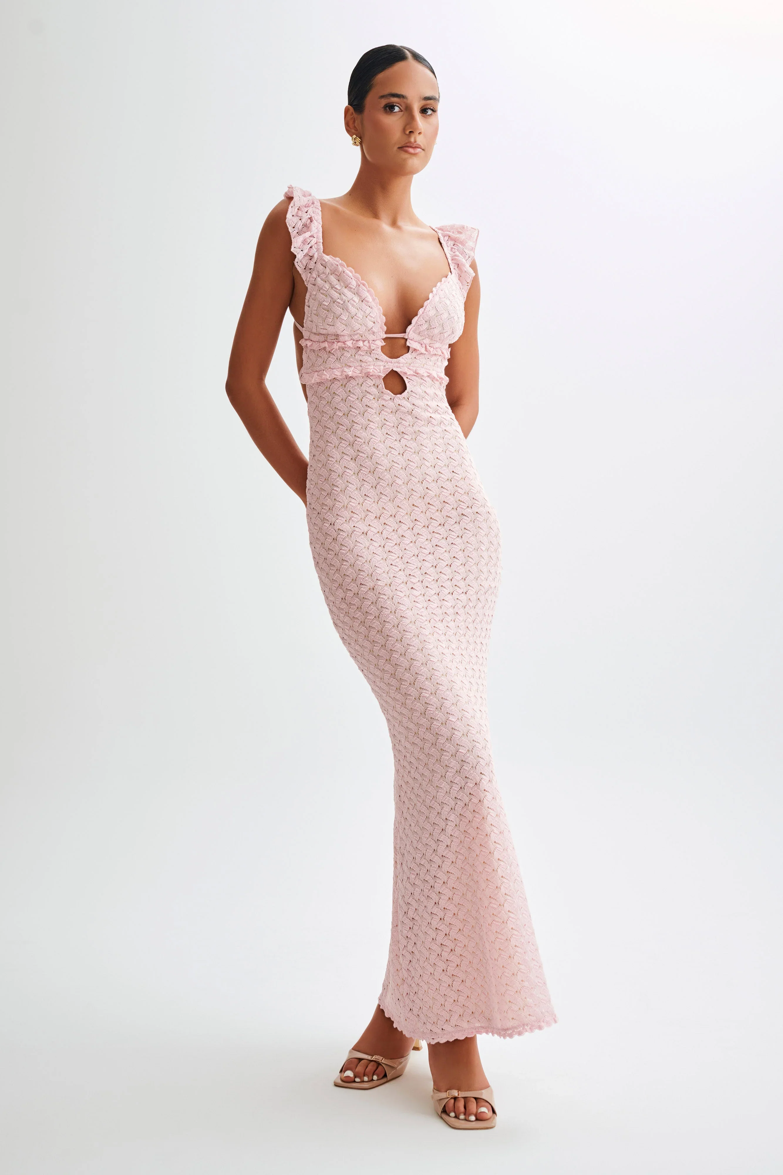 Ezra Lace Maxi Dress - Powder Pink - luluinthesky