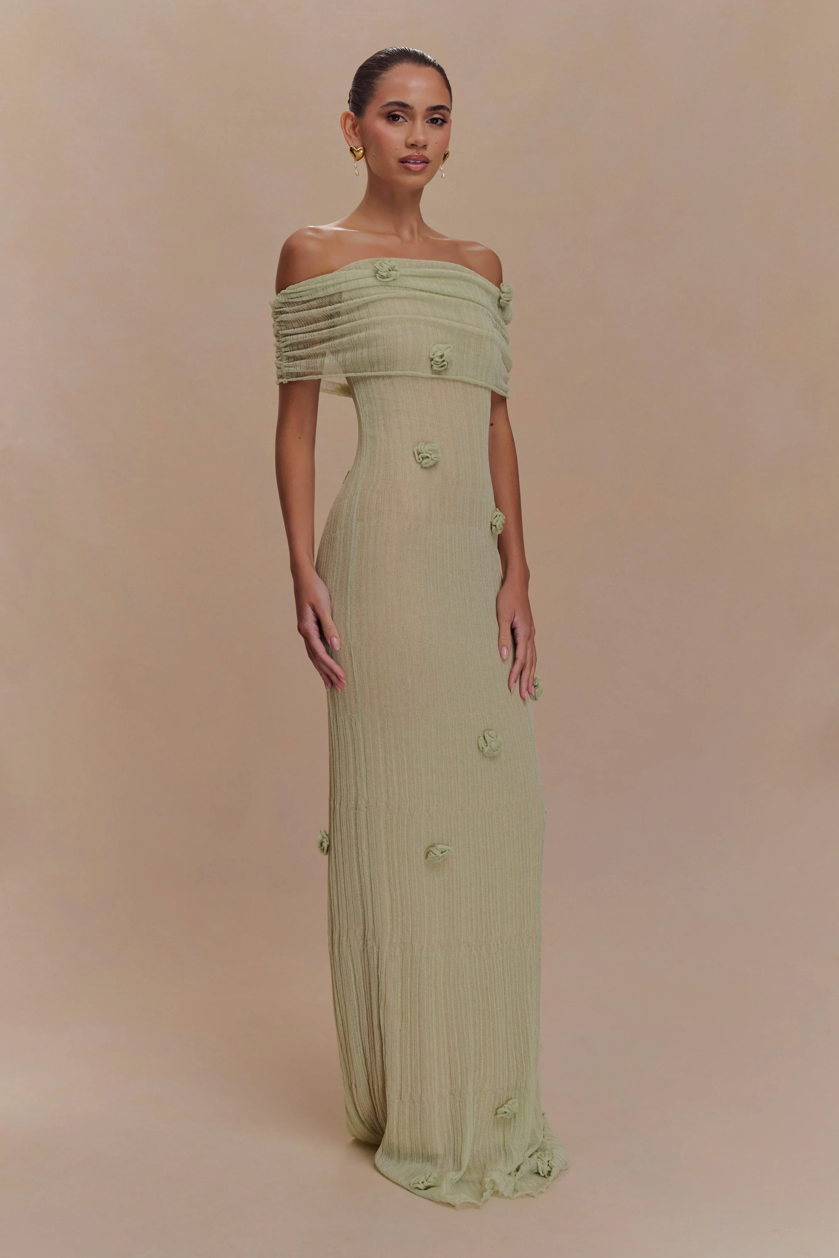 Brynn Orchid Knit Maxi Dress - Pastel Green - luluinthesky