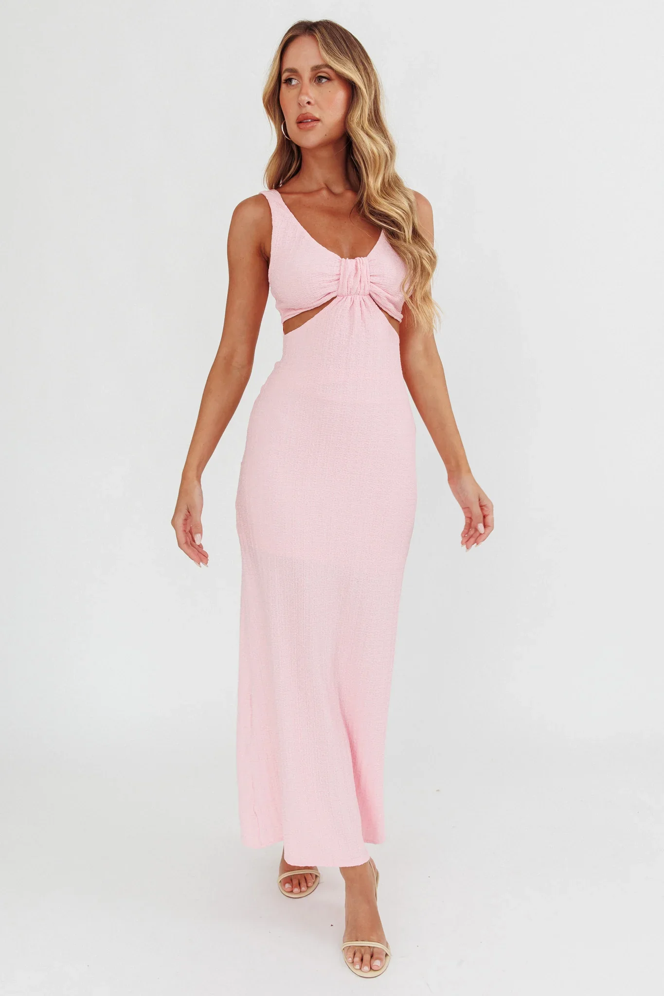 Kharissa Cut-Out Textured Maxi Dress Pink - luluinthesky