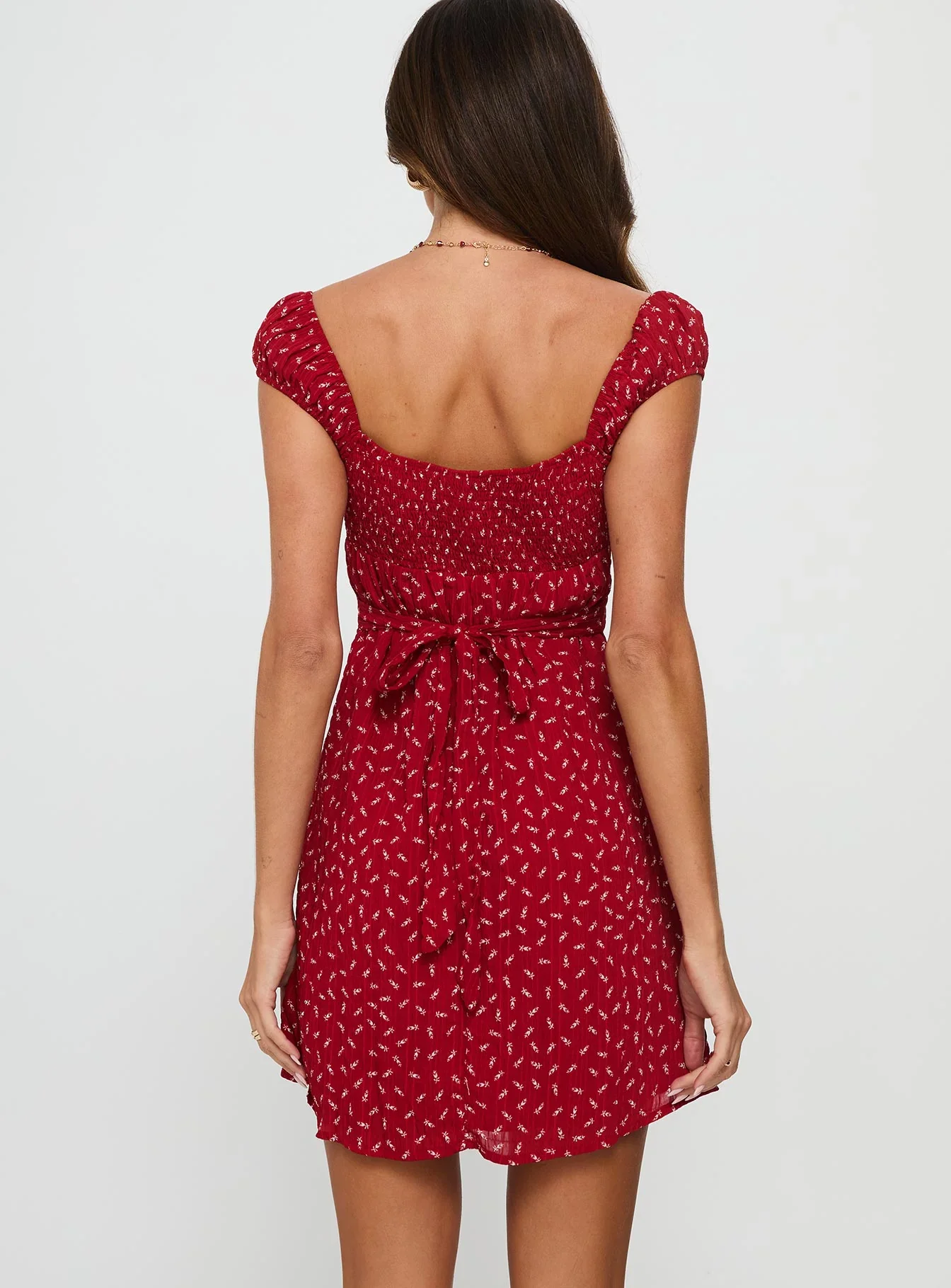 Tricia Cap Sleeve Mini Dress Red Floral - luluinthesky