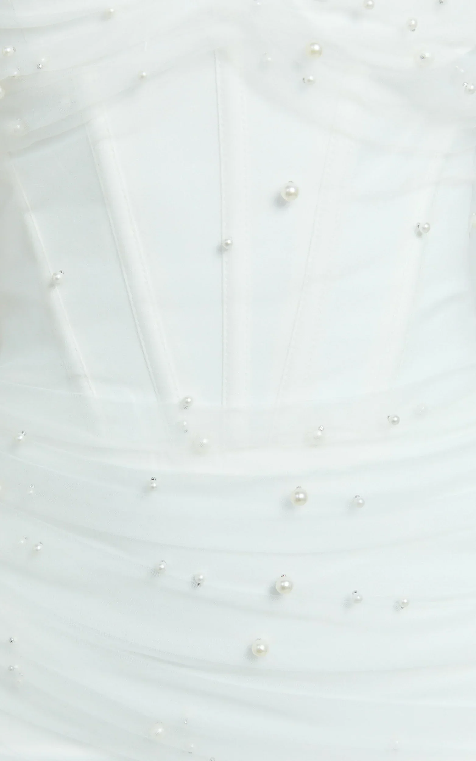 Kelsey Mini Dress Beaded Strapless Corset Panel Dress with Detachable Tulle Skirt in White - luluinthesky