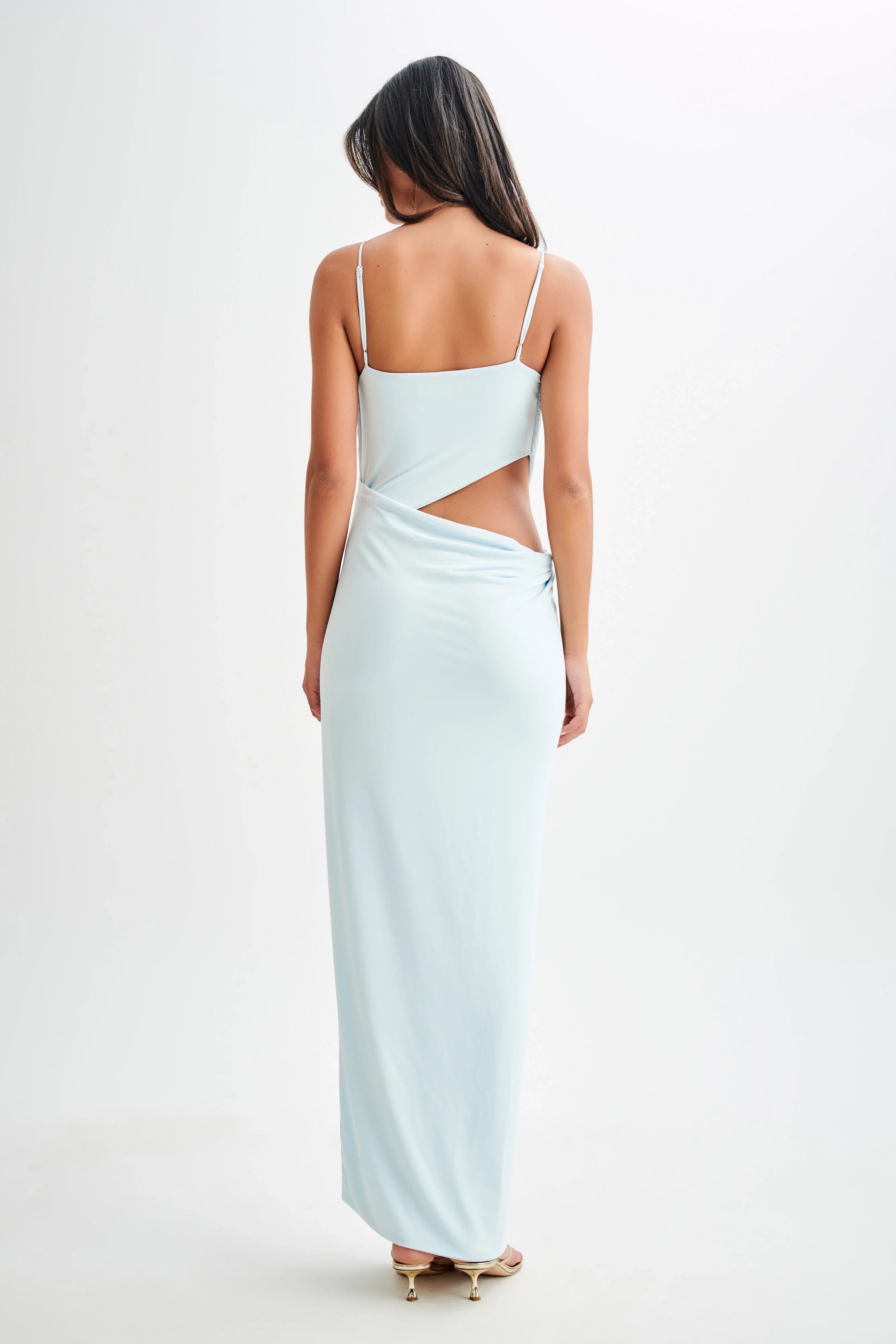 Jemma Draped Slinky Maxi Dress - Sky Blue - luluinthesky