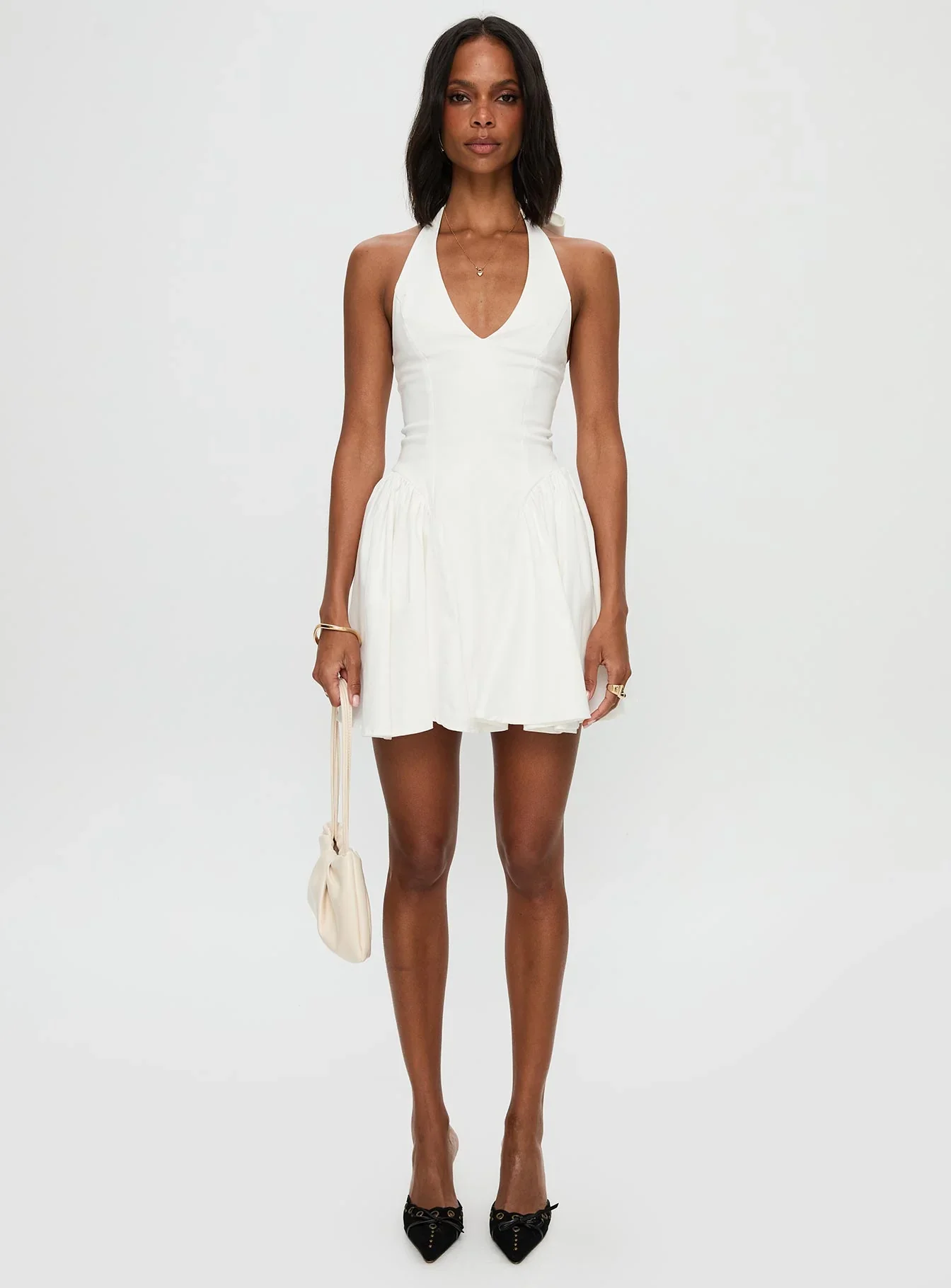 Karisse Halter Mini Dress White - luluinthesky