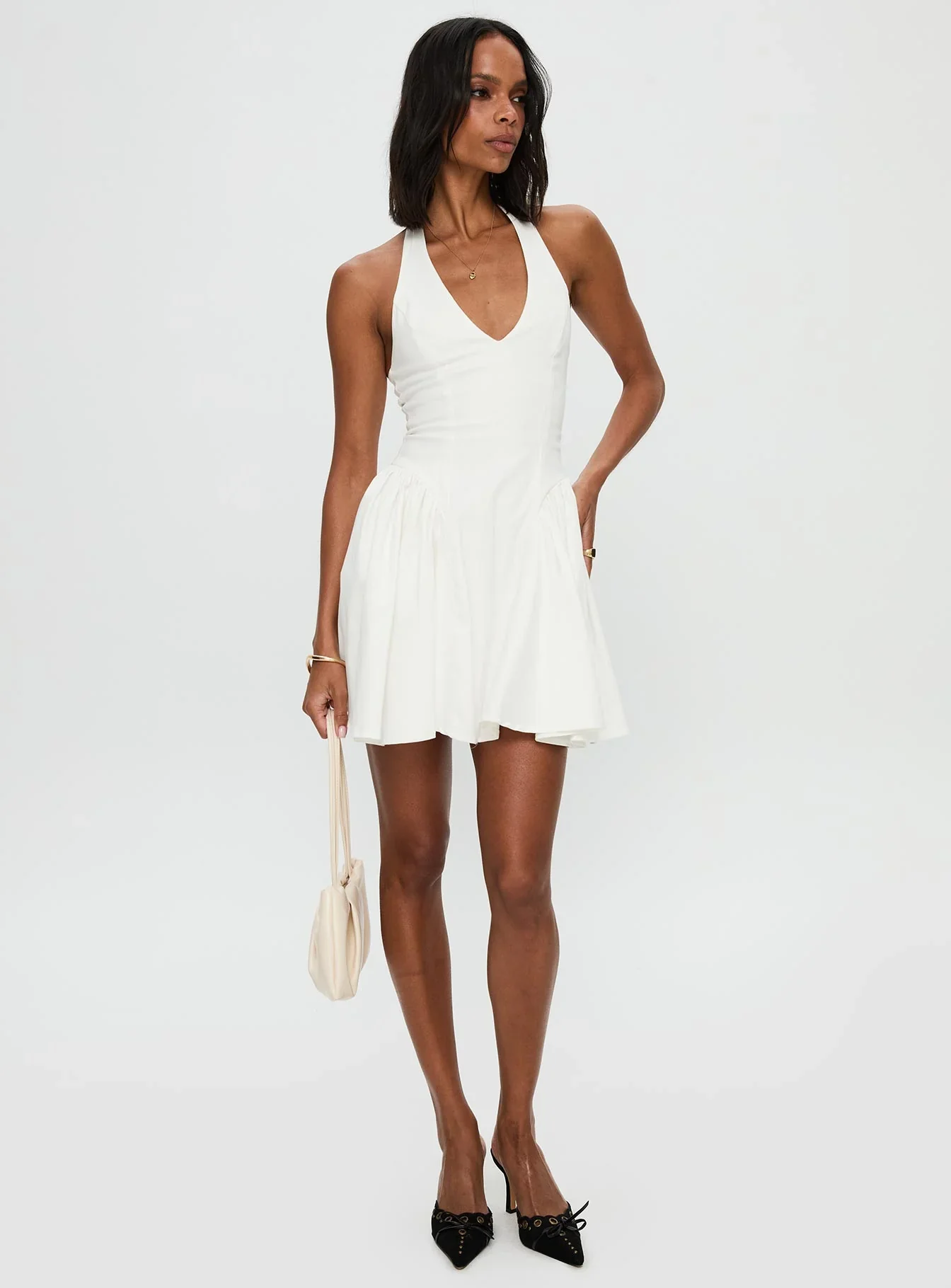 Karisse Halter Mini Dress White - luluinthesky