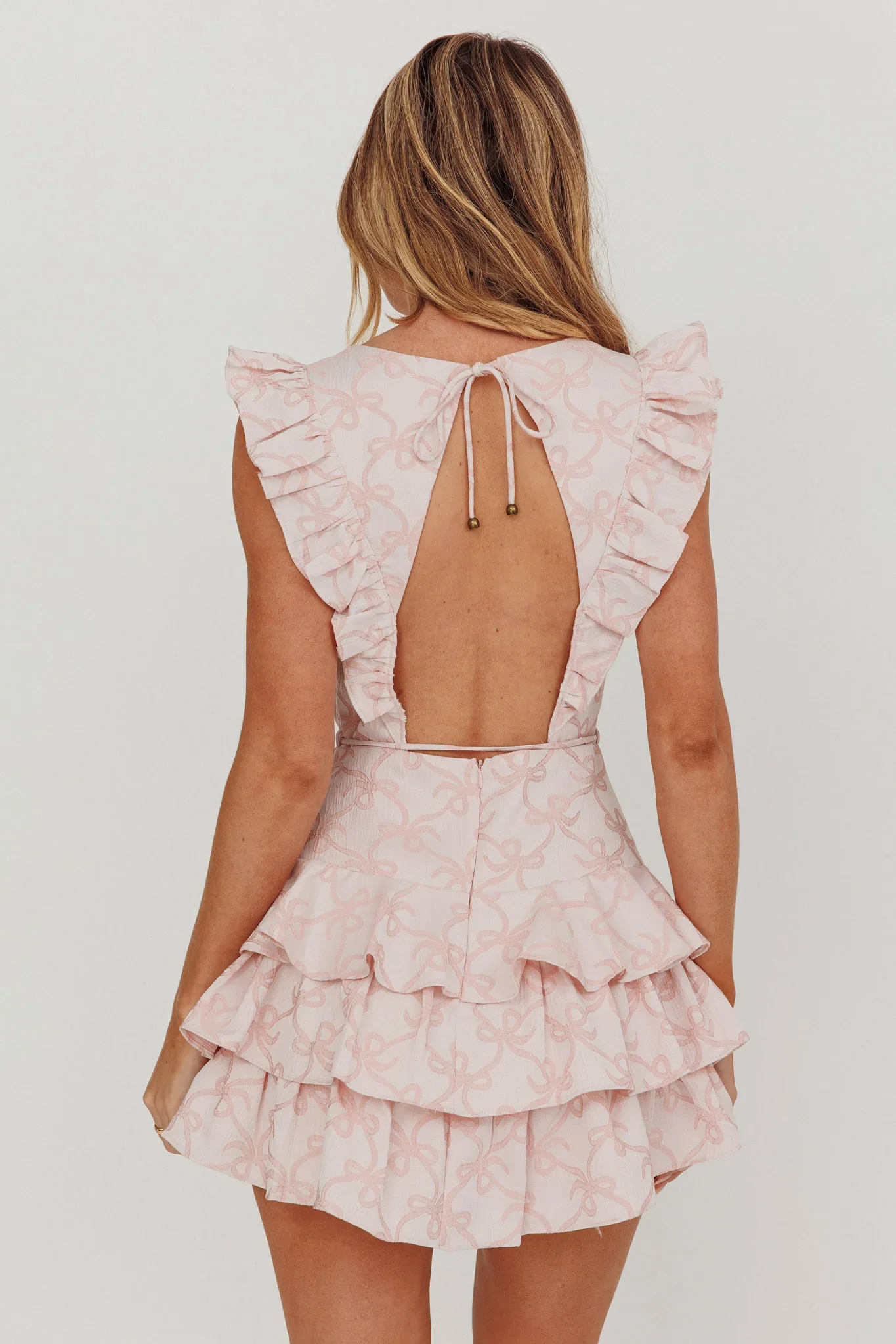 Weekend Muse Sleeveless Layered Frill Romper Pink - luluinthesky