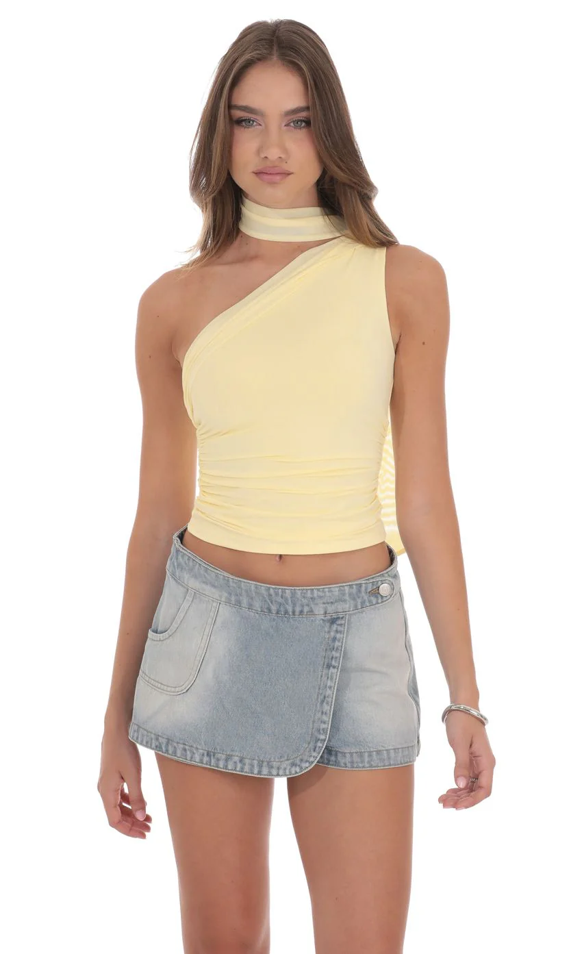 Scarf Halter Top in Yellow - luluinthesky