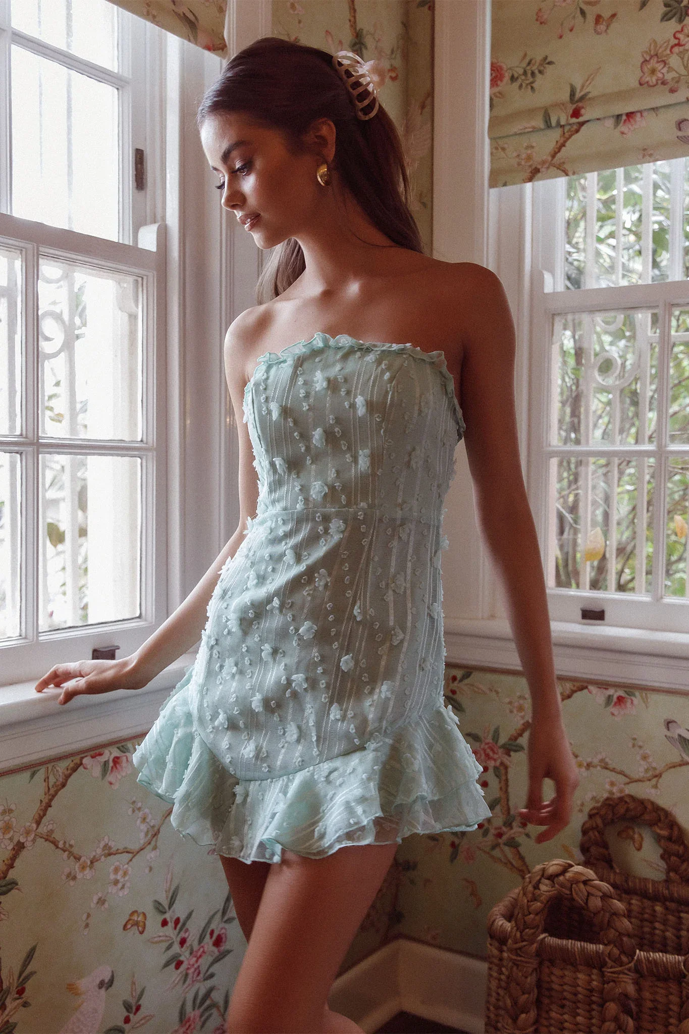 Cece Embellished Bandeau Dress Sage - luluinthesky