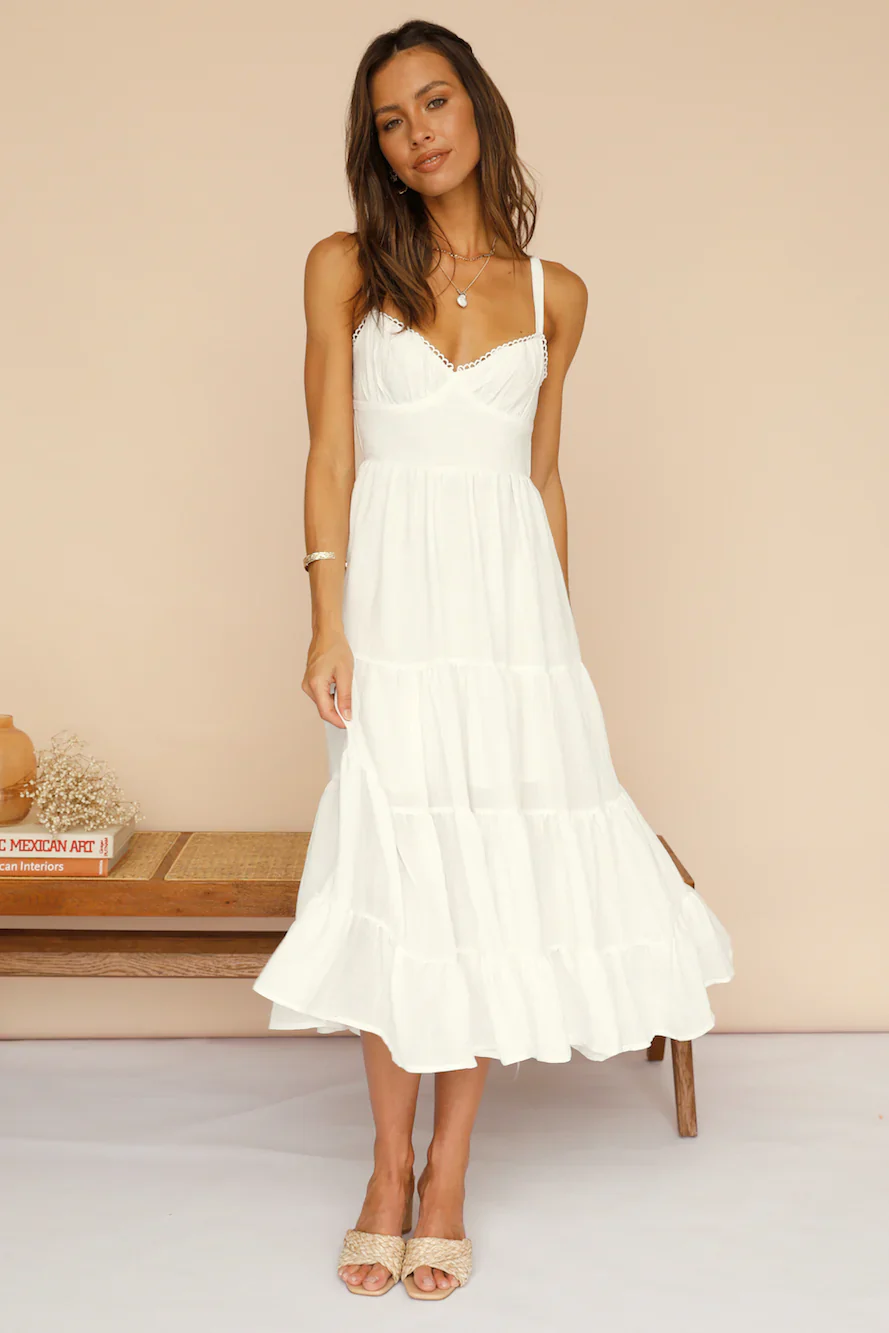 Somebody New Midi Dress White - luluinthesky