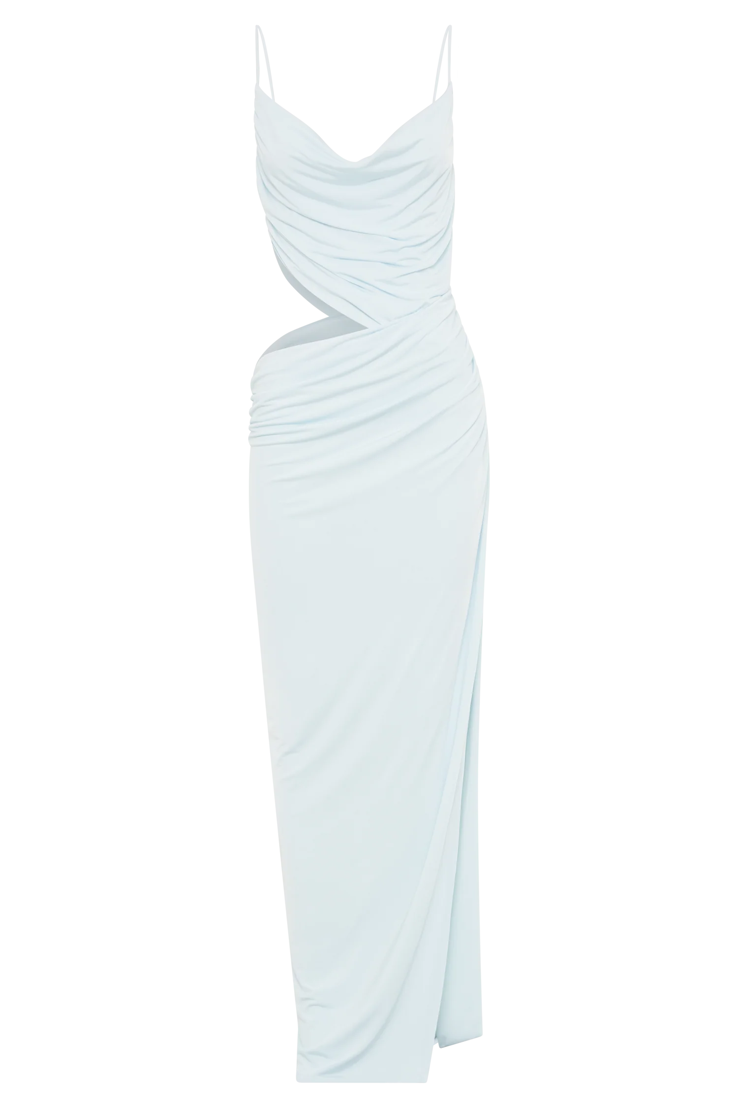 Jemma Draped Slinky Maxi Dress - Sky Blue - luluinthesky
