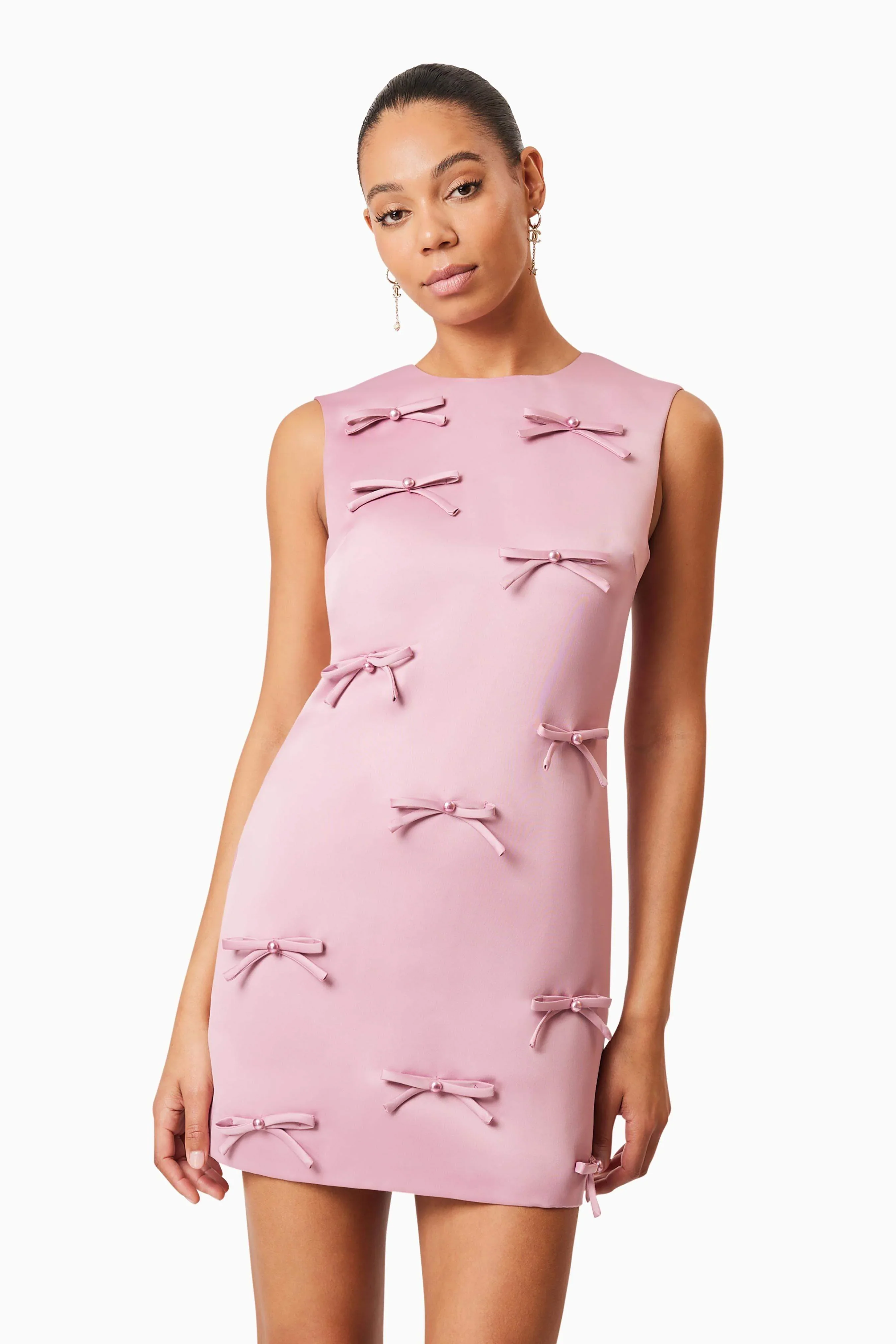 Rose Bow Shift Dress in Pink - luluinthesky