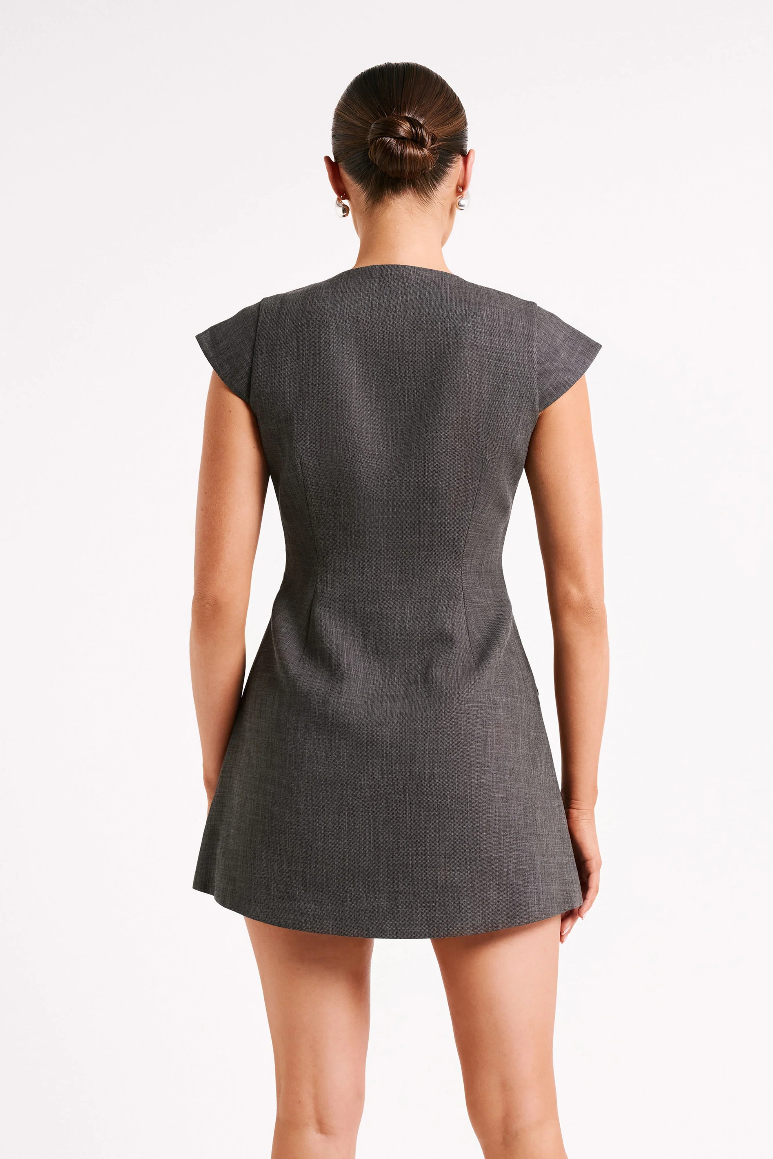 Kiernan Textured Sleeveless Blazer Dress - Charcoal - luluinthesky