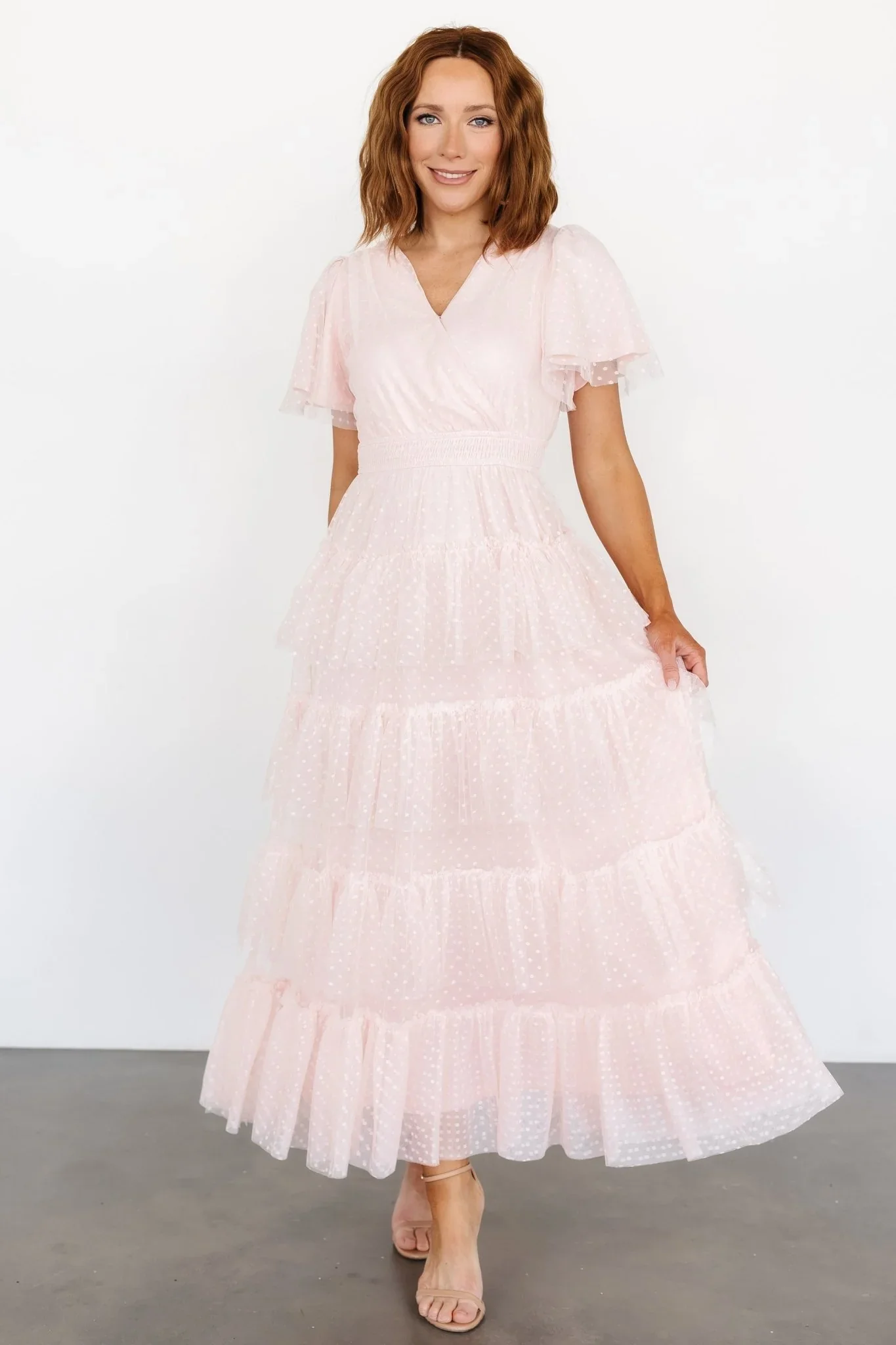 Laia Tiered Maxi Dress | Pale Blush - luluinthesky