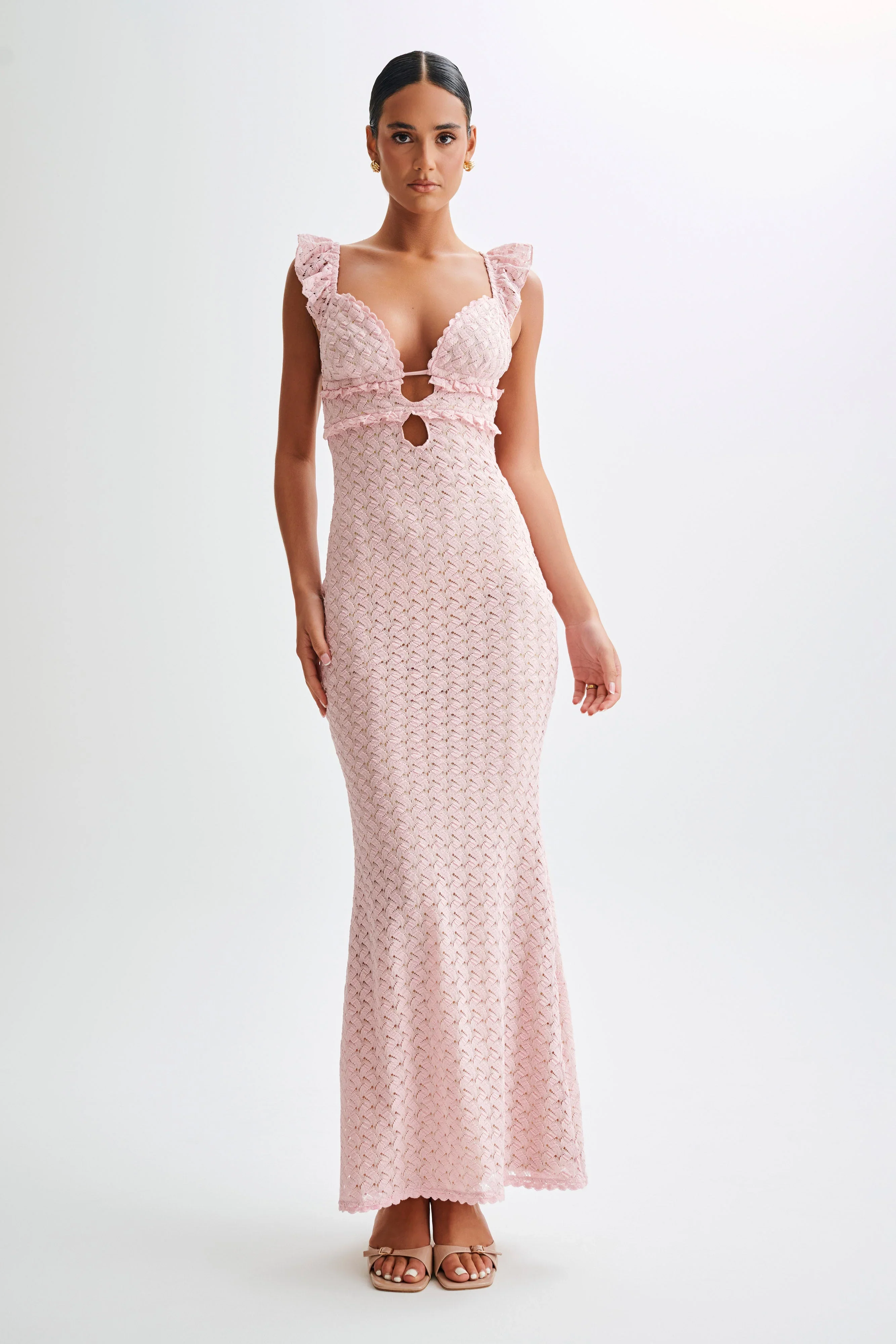 Ezra Lace Maxi Dress - Powder Pink - luluinthesky