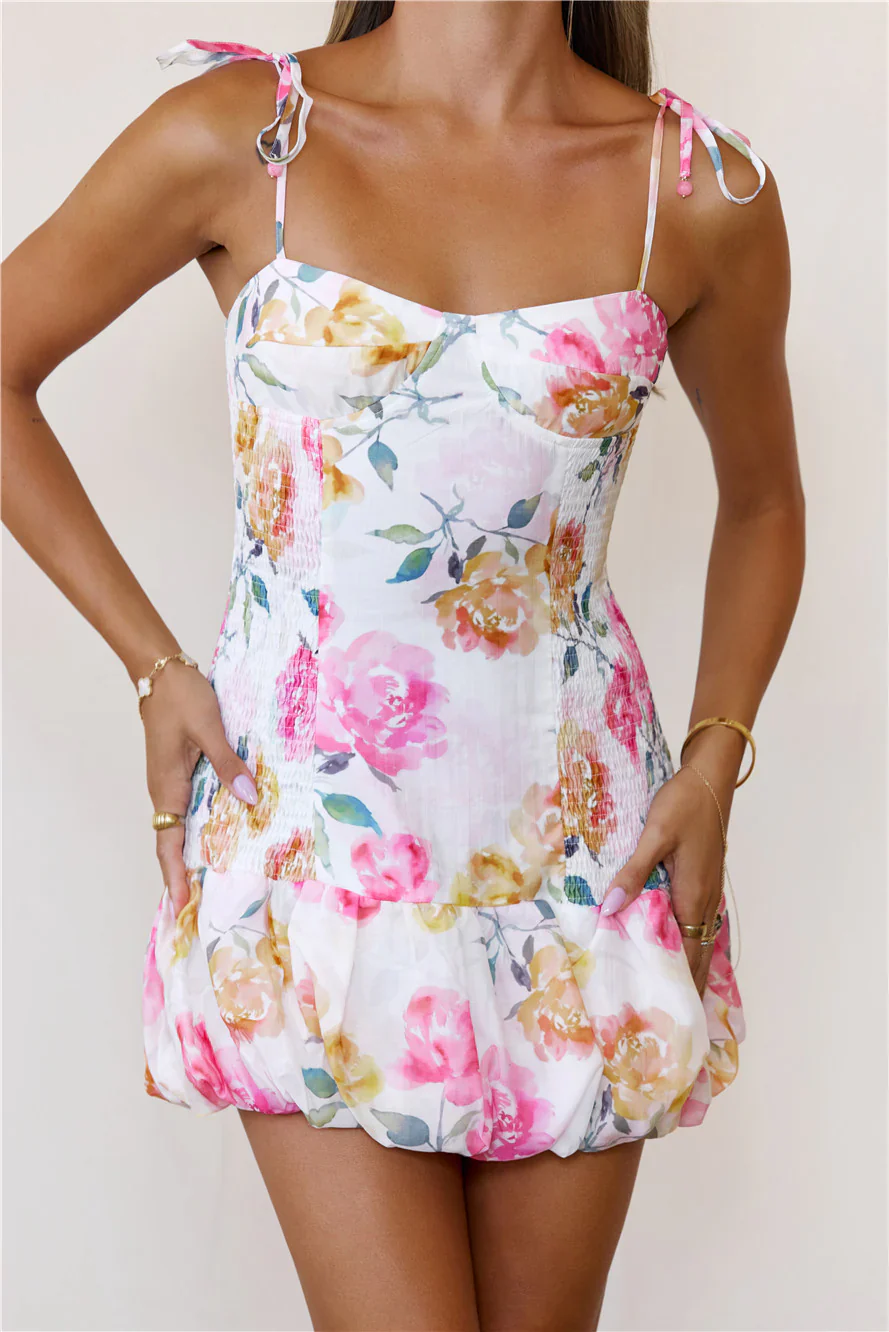 Softly She Blooms Mini Dress Print - luluinthesky