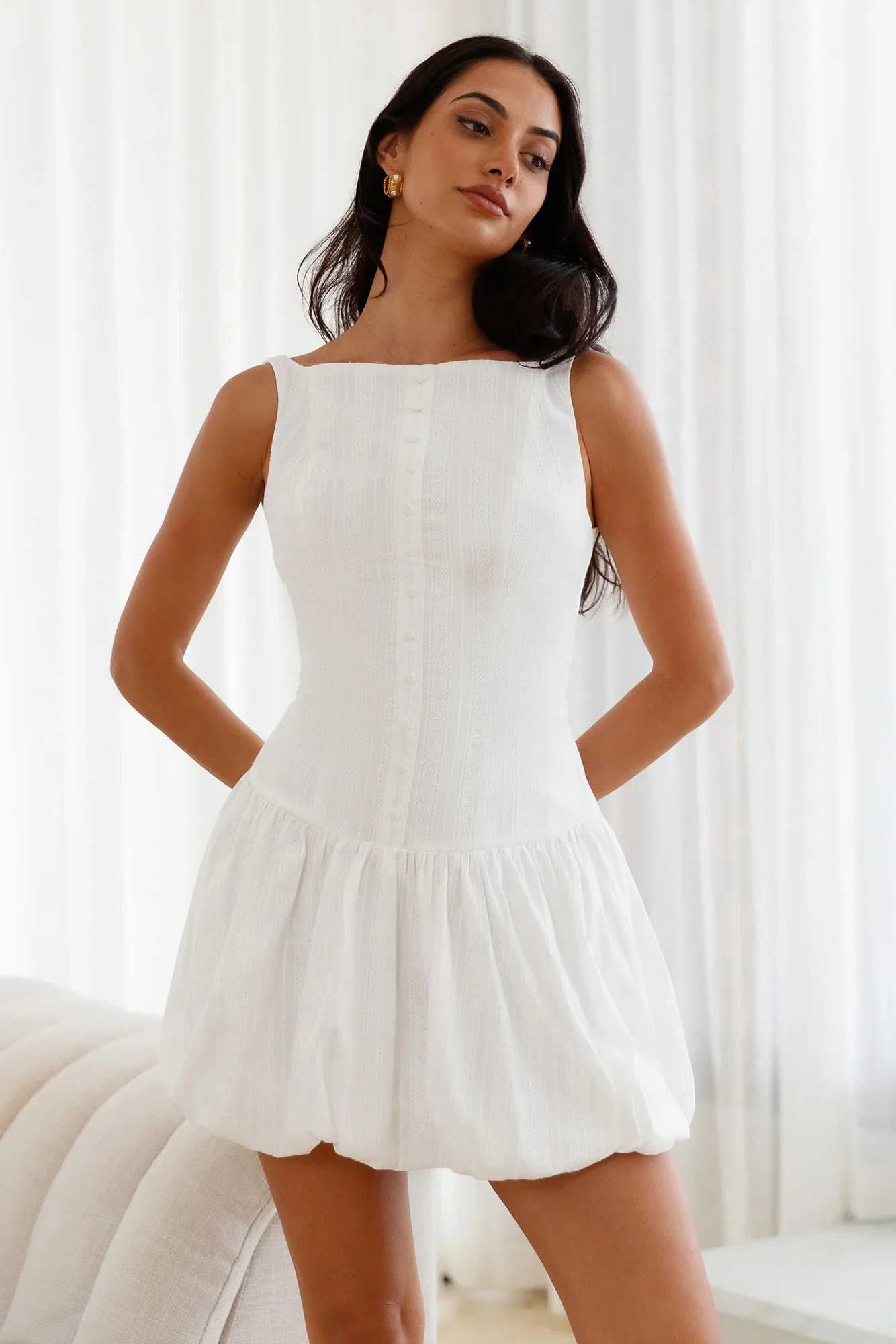 Dainty Style Mini Dress White - luluinthesky